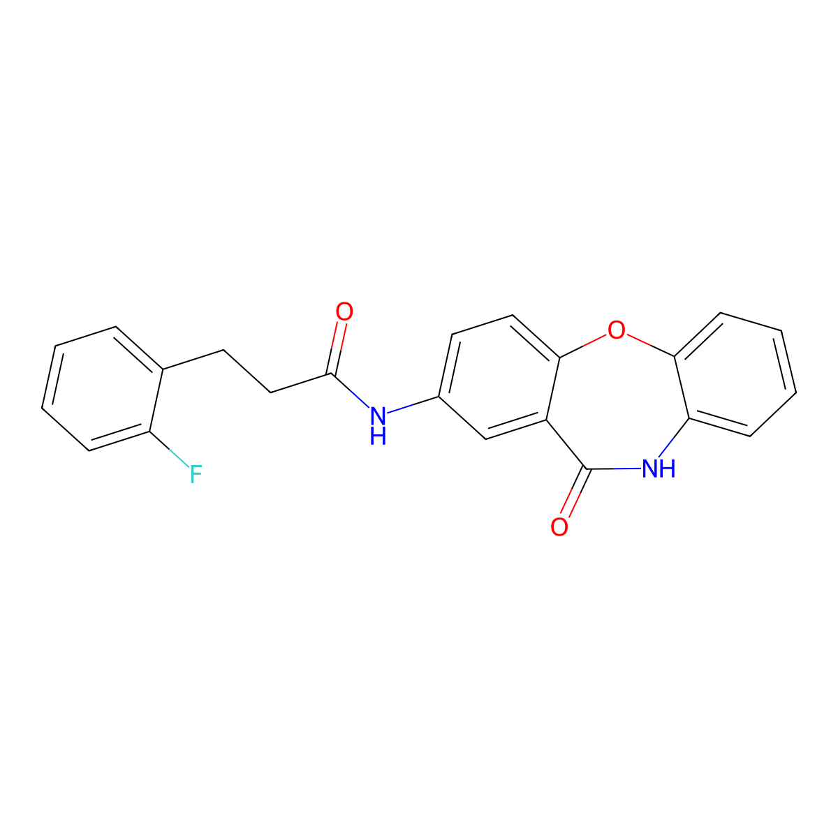 3-(2-fluorophenyl)-N-(11-oxo-10,11-dihydrodibenzo[b,f][1,4]oxazepin-2-yl)propanamide molecular structure, CAS 1448128-35-5