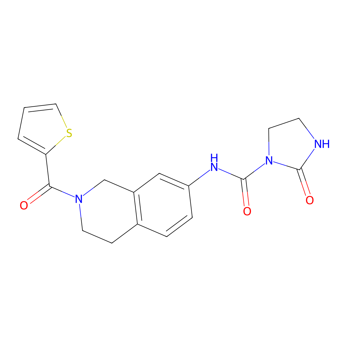 2-oxo-N-(2-(thiophene-2-carbonyl)-1,2,3,4-tetrahydroisoquinolin-7-yl)imidazolidine-1-carboxamide molecular structure, CAS 1448128-45-7