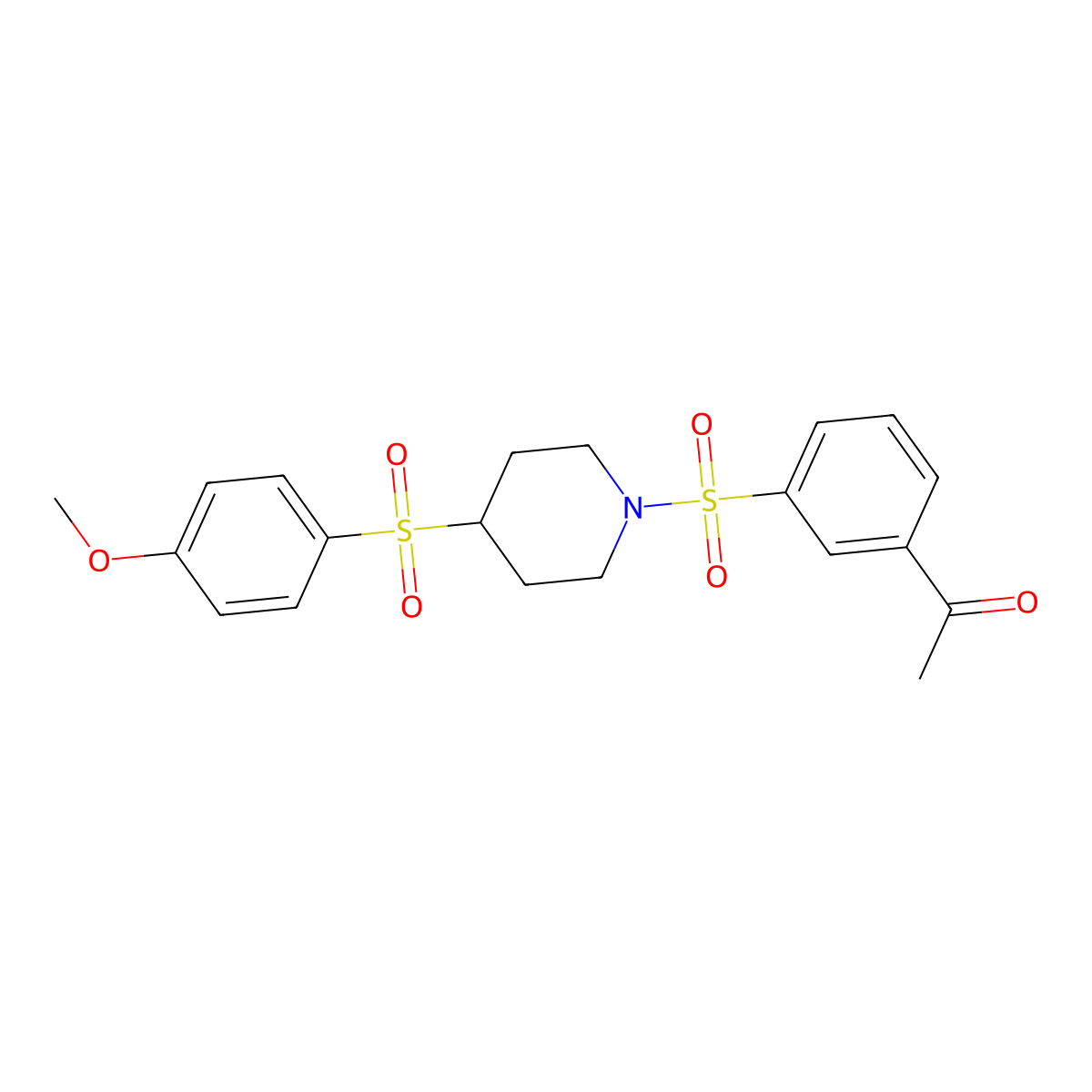 1-(3-((4-((4-Methoxyphenyl)sulfonyl)piperidin-1-yl)sulfonyl)phenyl)ethanone molecular structure, CAS 1448128-47-9