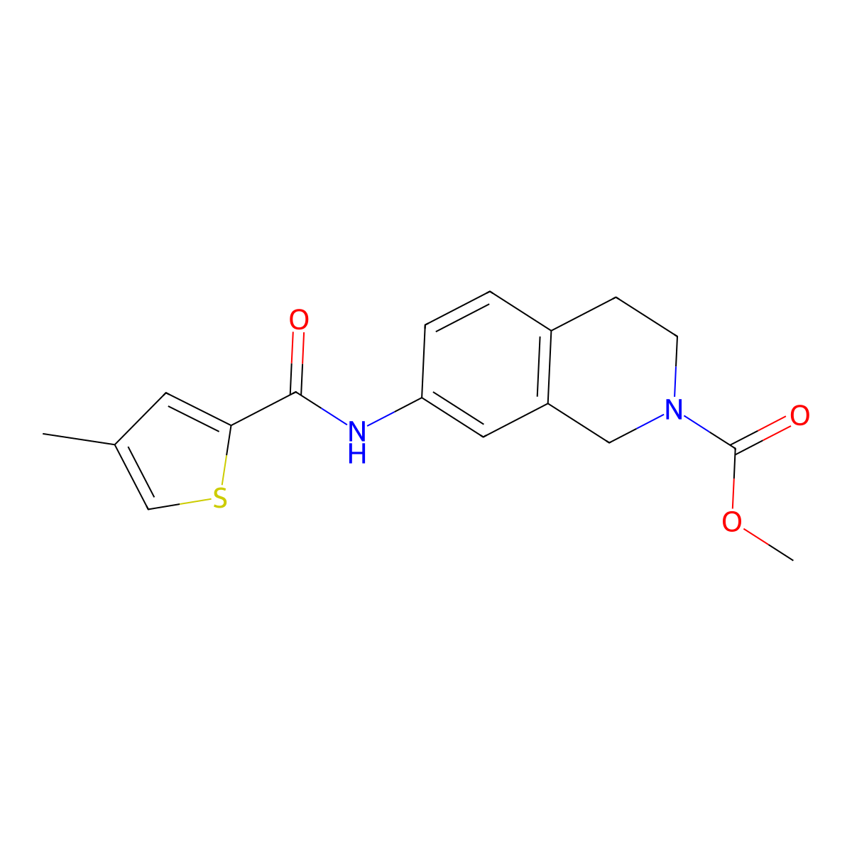 methyl 7-(4-methylthiophene-2-carboxamido)-3,4-dihydroisoquinoline-2(1H)-carboxylate molecular structure, CAS 1448128-51-5