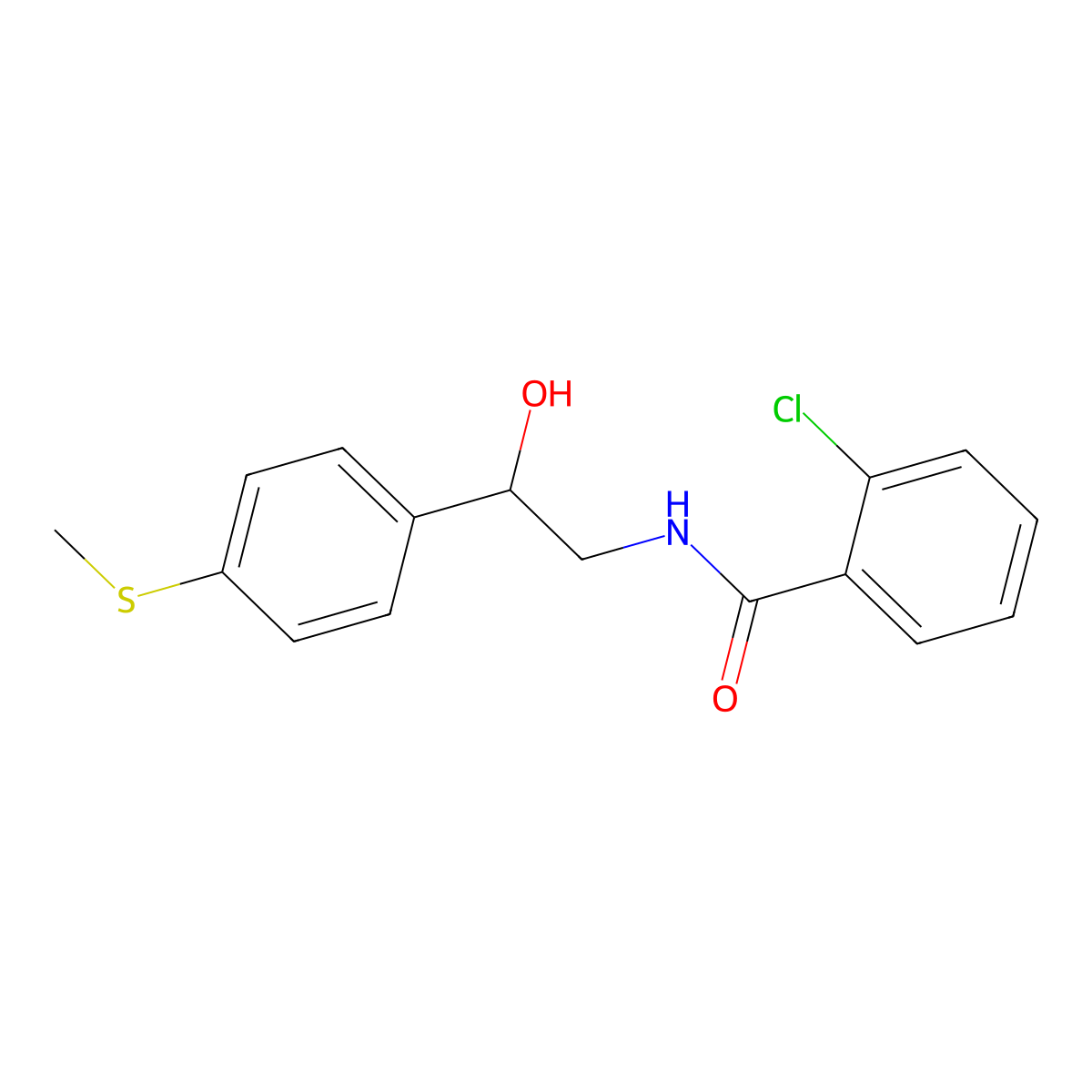 2-chloro-N-(2-hydroxy-2-(4-(methylthio)phenyl)ethyl)benzamide molecular structure, CAS 1448128-56-0