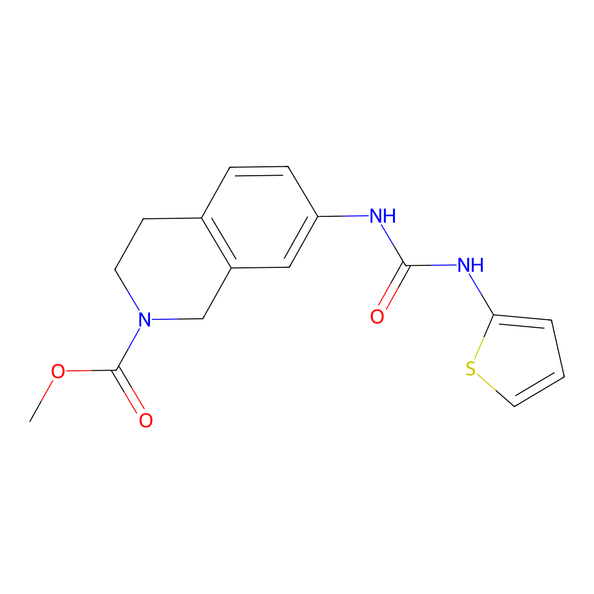 methyl 7-(3-(thiophen-2-yl)ureido)-3,4-dihydroisoquinoline-2(1H)-carboxylate molecular structure, CAS 1448128-62-8