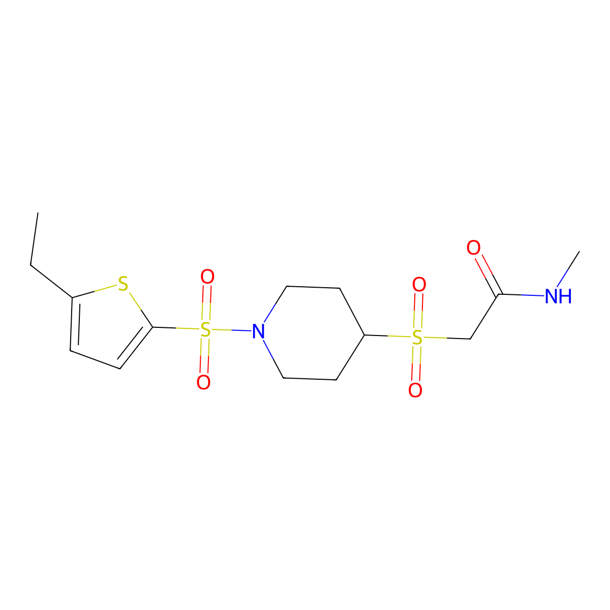 2-((1-((5-ethylthiophen-2-yl)sulfonyl)piperidin-4-yl)sulfonyl)-N-methylacetamide molecular structure, CAS 1448128-64-0