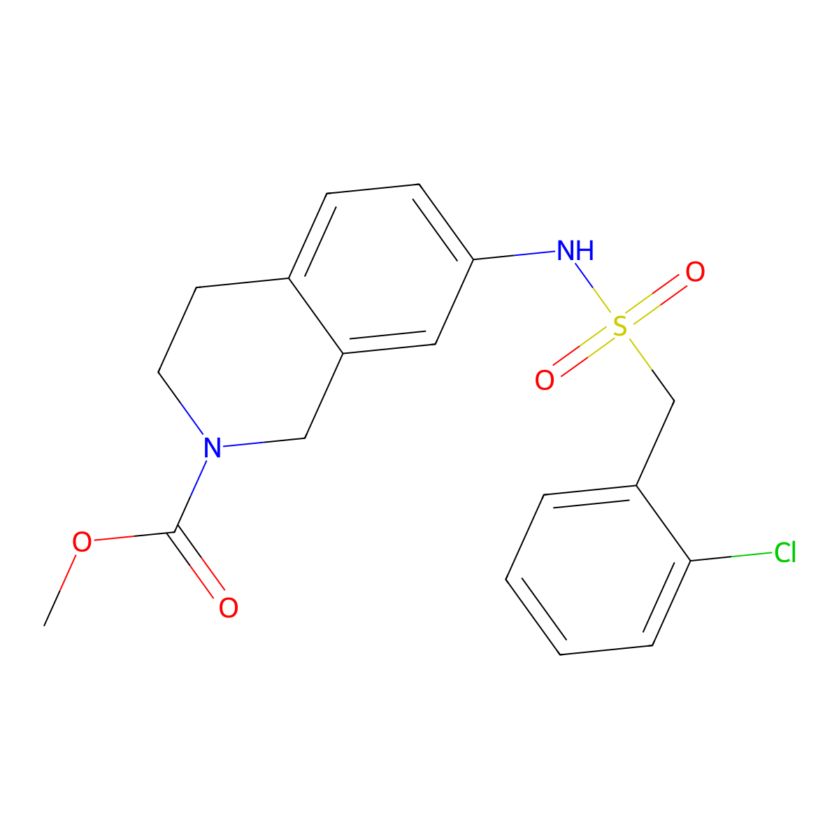Methyl 7-[(2-chlorophenyl)methanesulfonamido]-1,2,3,4-tetrahydroisoquinoline-2-carboxylate molecular structure, CAS 1448128-66-2