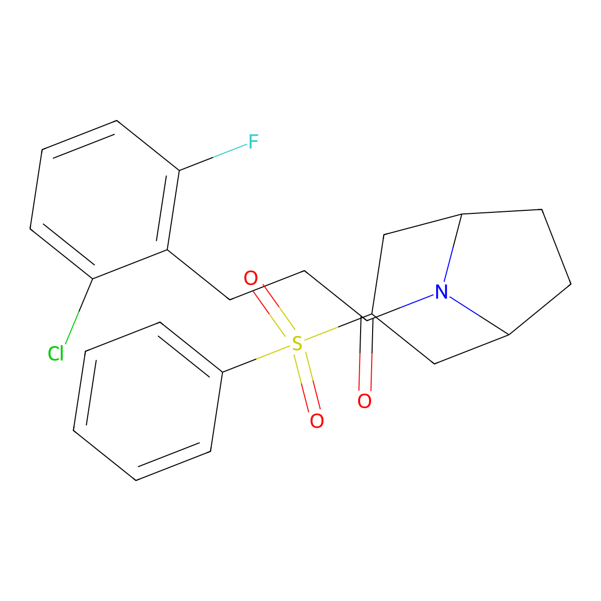 3-(2-chloro-6-fluorophenyl)-1-((1R,5S)-3-(phenylsulfonyl)-8-azabicyclo[3.2.1]octan-8-yl)propan-1-one molecular structure, CAS 1448128-68-4