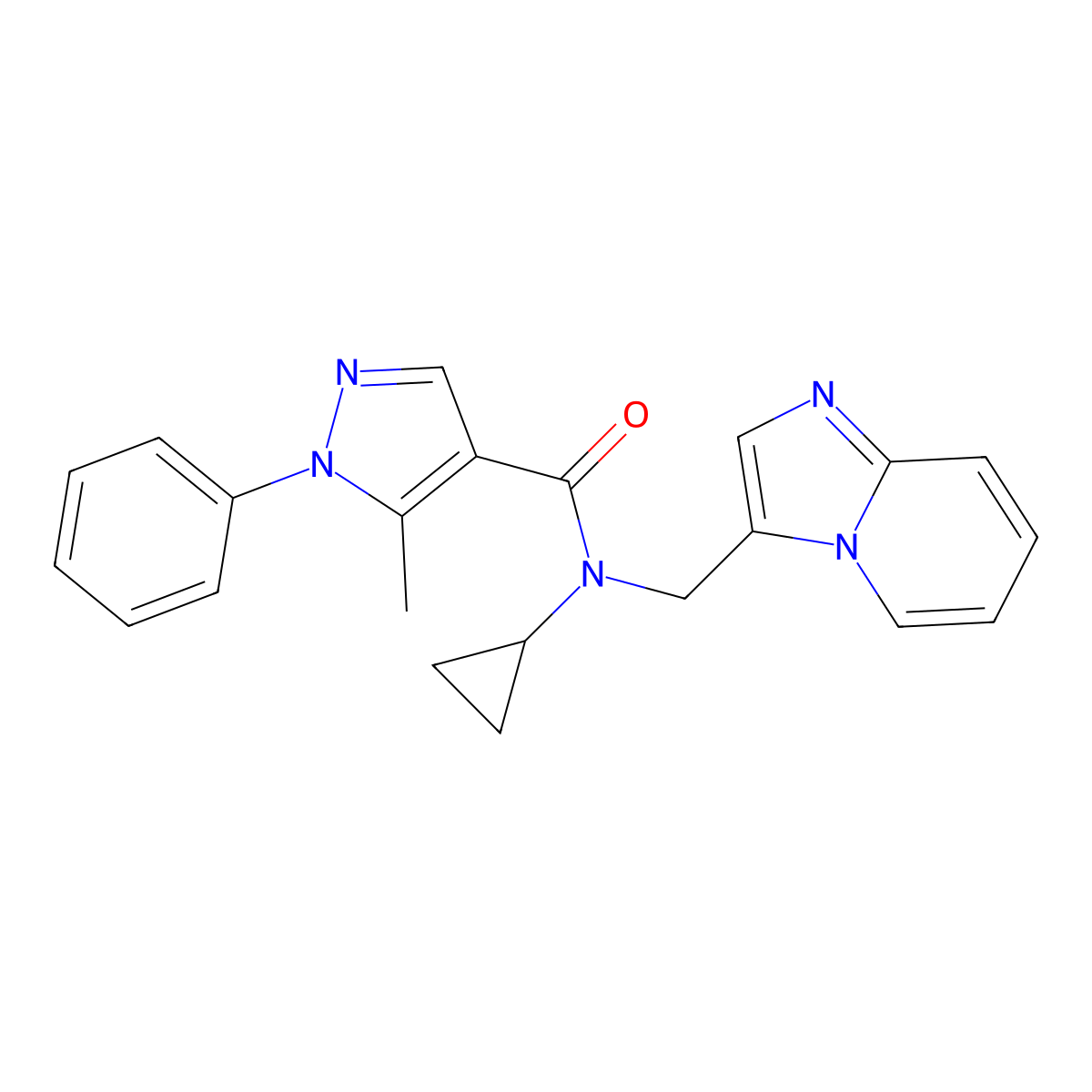 N-cyclopropyl-N-(imidazo[1,2-a]pyridin-3-ylmethyl)-5-methyl-1-phenyl-1H-pyrazole-4-carboxamide molecular structure, CAS 1448128-73-1