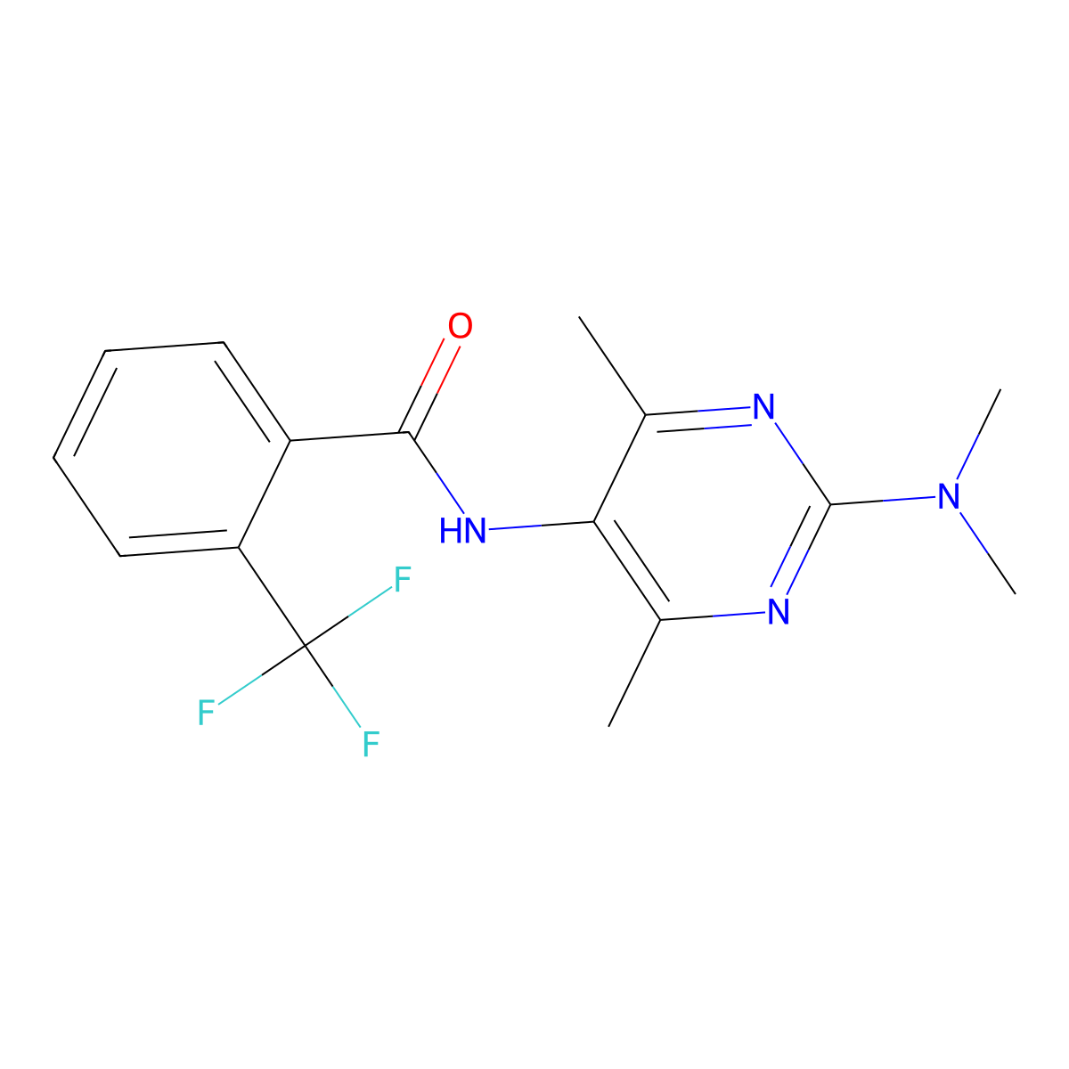 N-[2-(Dimethylamino)-4,6-dimethylpyrimidin-5-YL]-2-(trifluoromethyl)benzamide molecular structure, CAS 1448128-77-5