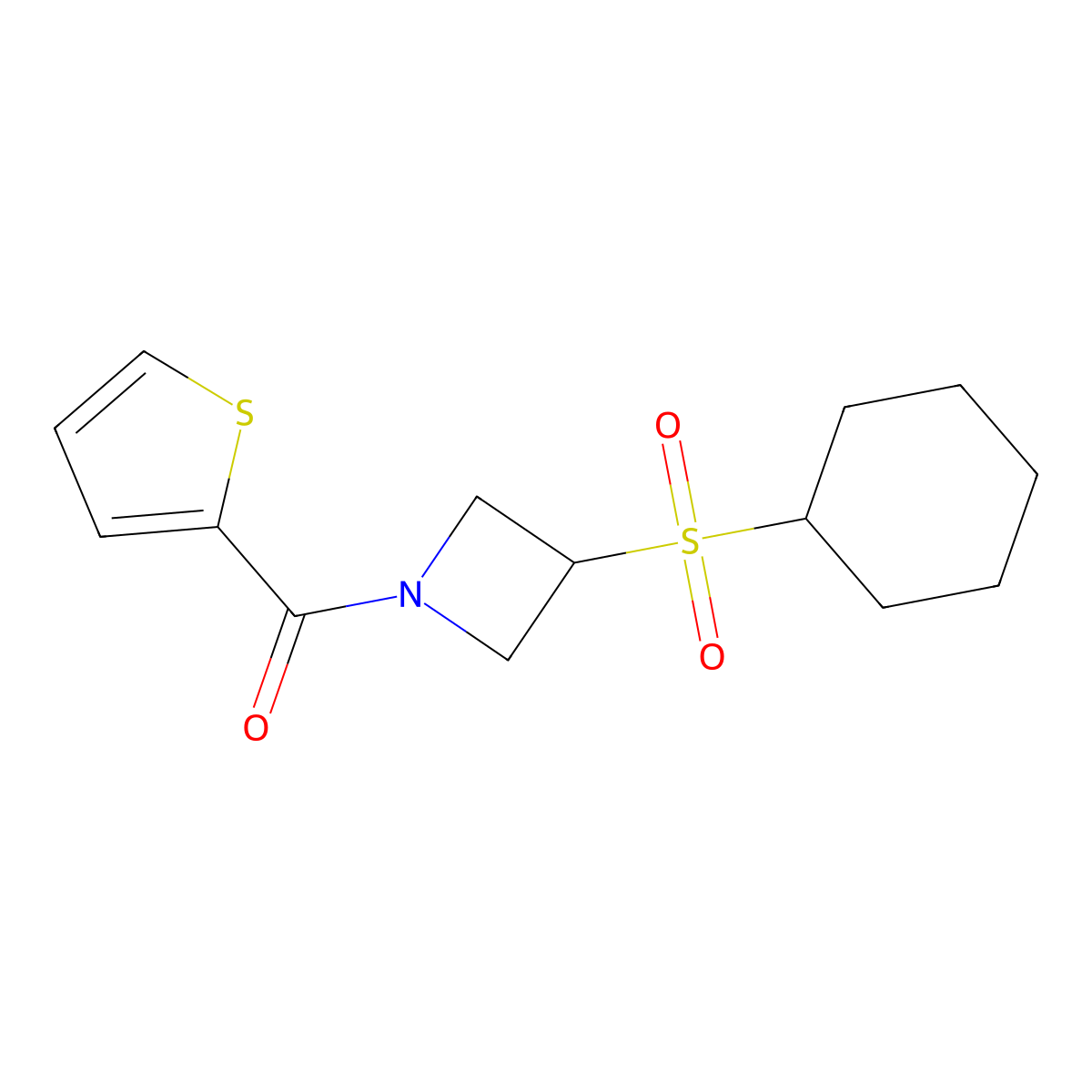 (3-(Cyclohexylsulfonyl)azetidin-1-yl)(thiophen-2-yl)methanone molecular structure, CAS 1448128-78-6