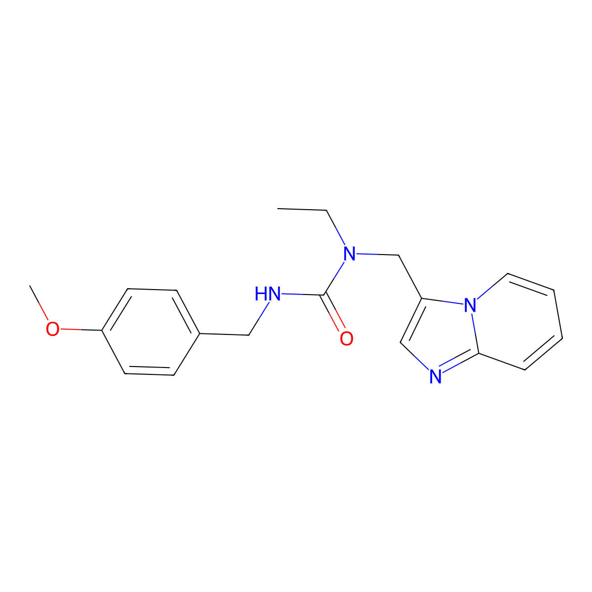 1-Ethyl-1-(imidazo[1,2-a]pyridin-3-ylmethyl)-3-(4-methoxybenzyl)urea molecular structure, CAS 1448128-79-7