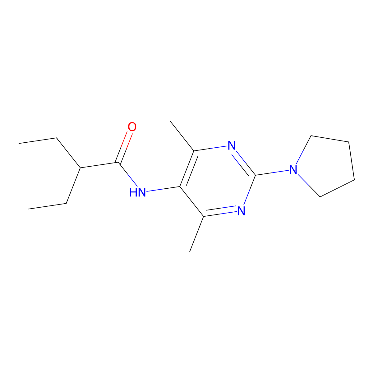 N-[4,6-Dimethyl-2-(pyrrolidin-1-YL)pyrimidin-5-YL]-2-ethylbutanamide molecular structure, CAS 1448128-80-0