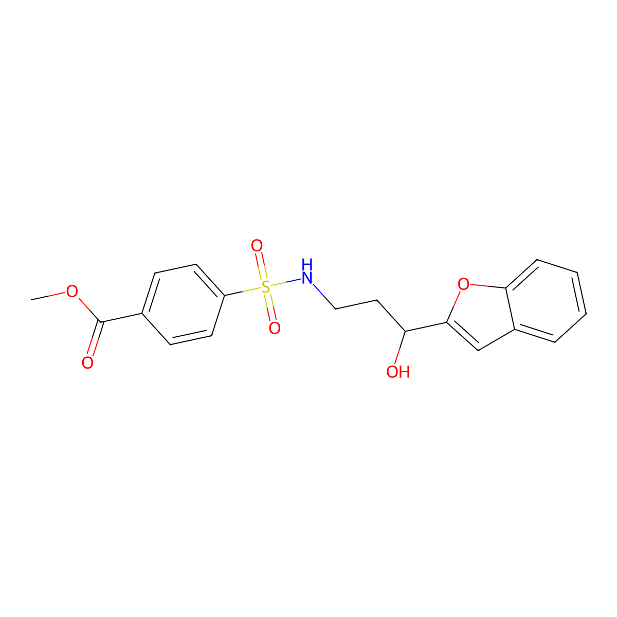 methyl 4-(N-(3-(benzofuran-2-yl)-3-hydroxypropyl)sulfamoyl)benzoate molecular structure, CAS 1448128-85-5