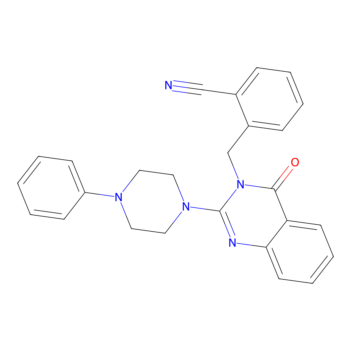 2-((4-oxo-2-(4-phenylpiperazin-1-yl)quinazolin-3(4H)-yl)methyl)benzonitrile molecular structure, CAS 1448128-86-6