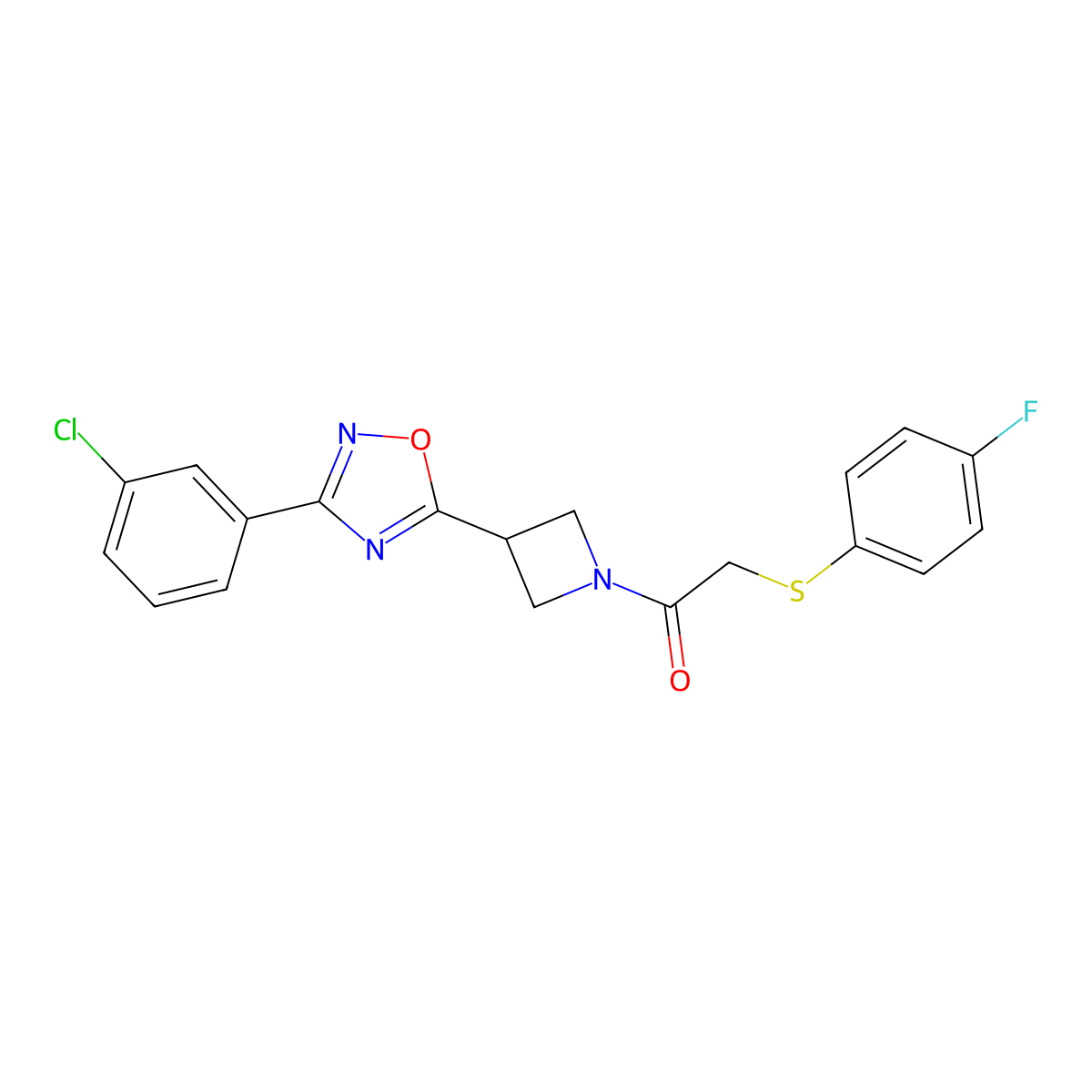1-(3-(3-(3-Chlorophenyl)-1,2,4-oxadiazol-5-yl)azetidin-1-yl)-2-((4-fluorophenyl)thio)ethanone molecular structure, CAS 1448128-89-9