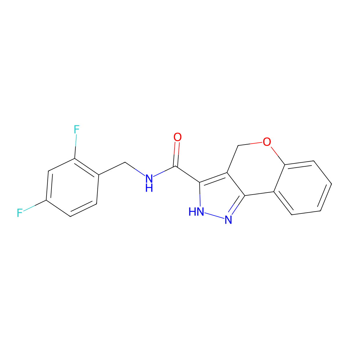 N-(2,4-difluorobenzyl)-2,4-dihydrochromeno[4,3-c]pyrazole-3-carboxamide molecular structure, CAS 1448128-90-2