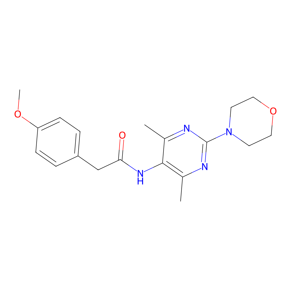 N-(4,6-dimethyl-2-morpholinopyrimidin-5-yl)-2-(4-methoxyphenyl)acetamide molecular structure, CAS 1448128-95-7
