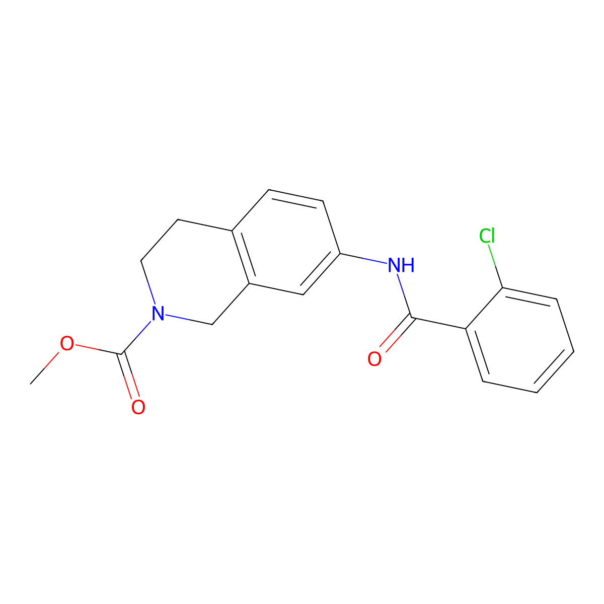 methyl 7-(2-chlorobenzamido)-3,4-dihydroisoquinoline-2(1H)-carboxylate molecular structure, CAS 1448128-99-1