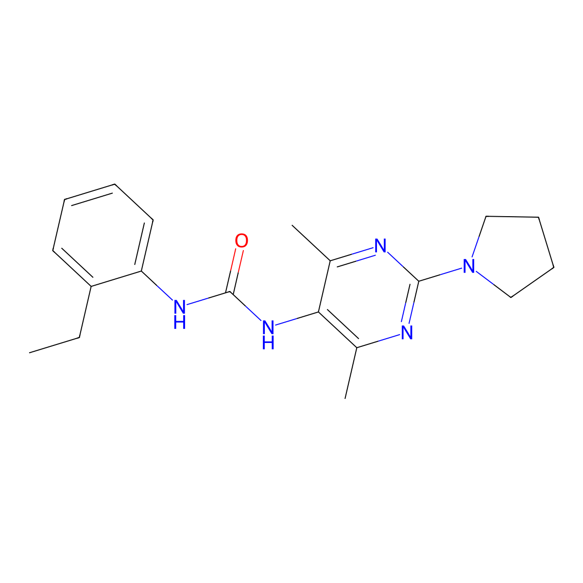 1-(4,6-Dimethyl-2-(pyrrolidin-1-yl)pyrimidin-5-yl)-3-(2-ethylphenyl)urea molecular structure, CAS 1448129-00-7