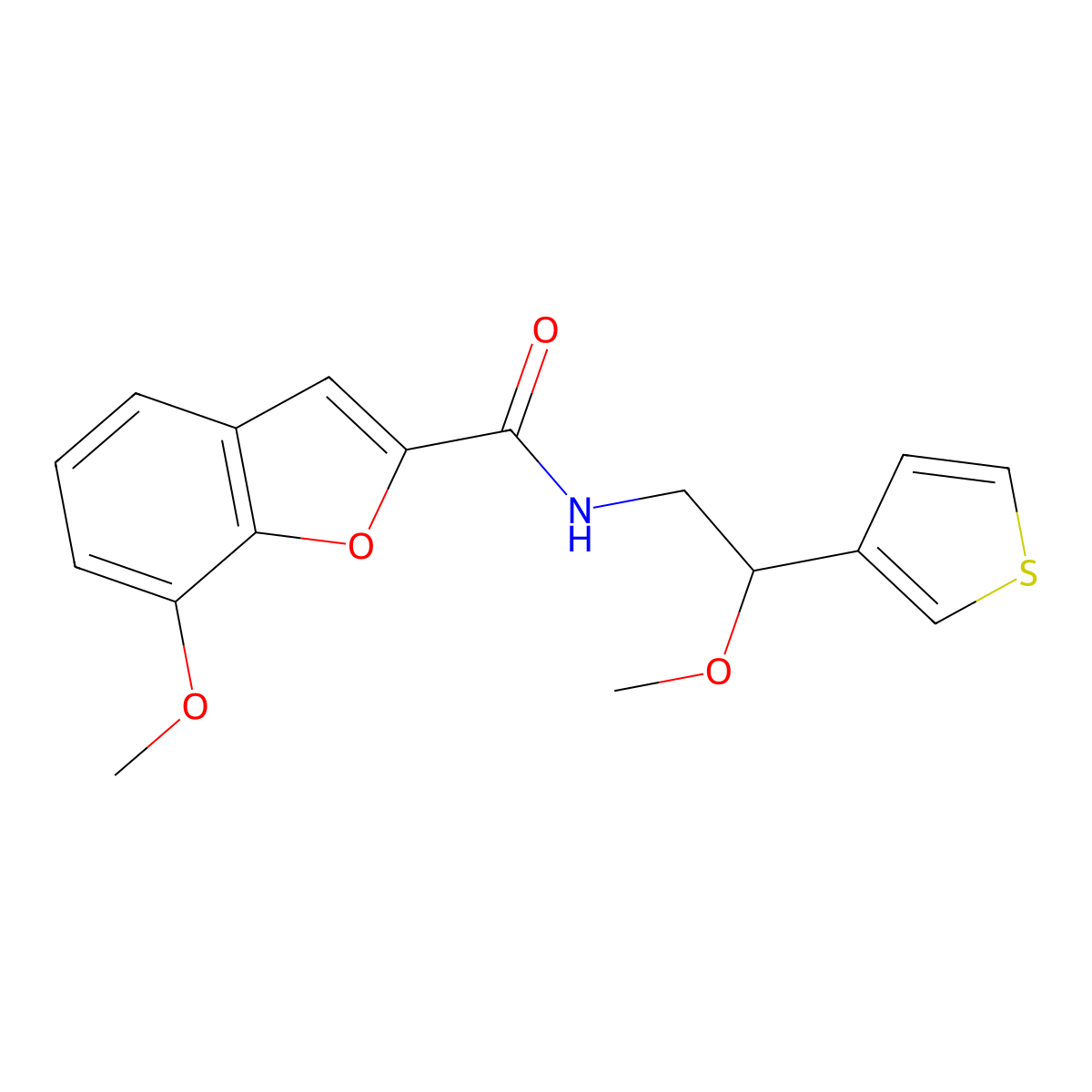 7-methoxy-N-(2-methoxy-2-(thiophen-3-yl)ethyl)benzofuran-2-carboxamide molecular structure, CAS 1448129-02-9