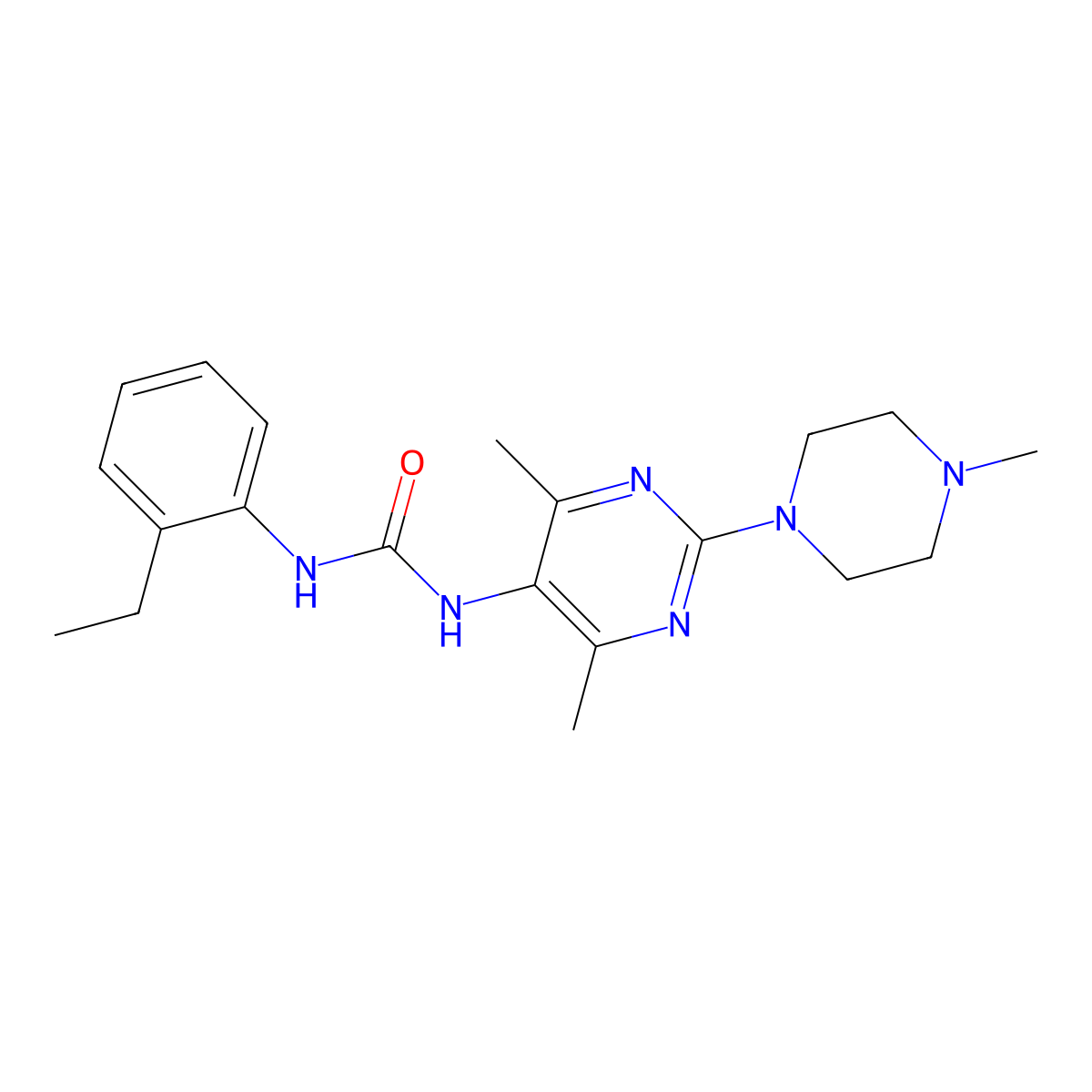 1-(4,6-Dimethyl-2-(4-methylpiperazin-1-yl)pyrimidin-5-yl)-3-(2-ethylphenyl)urea molecular structure, CAS 1448129-04-1