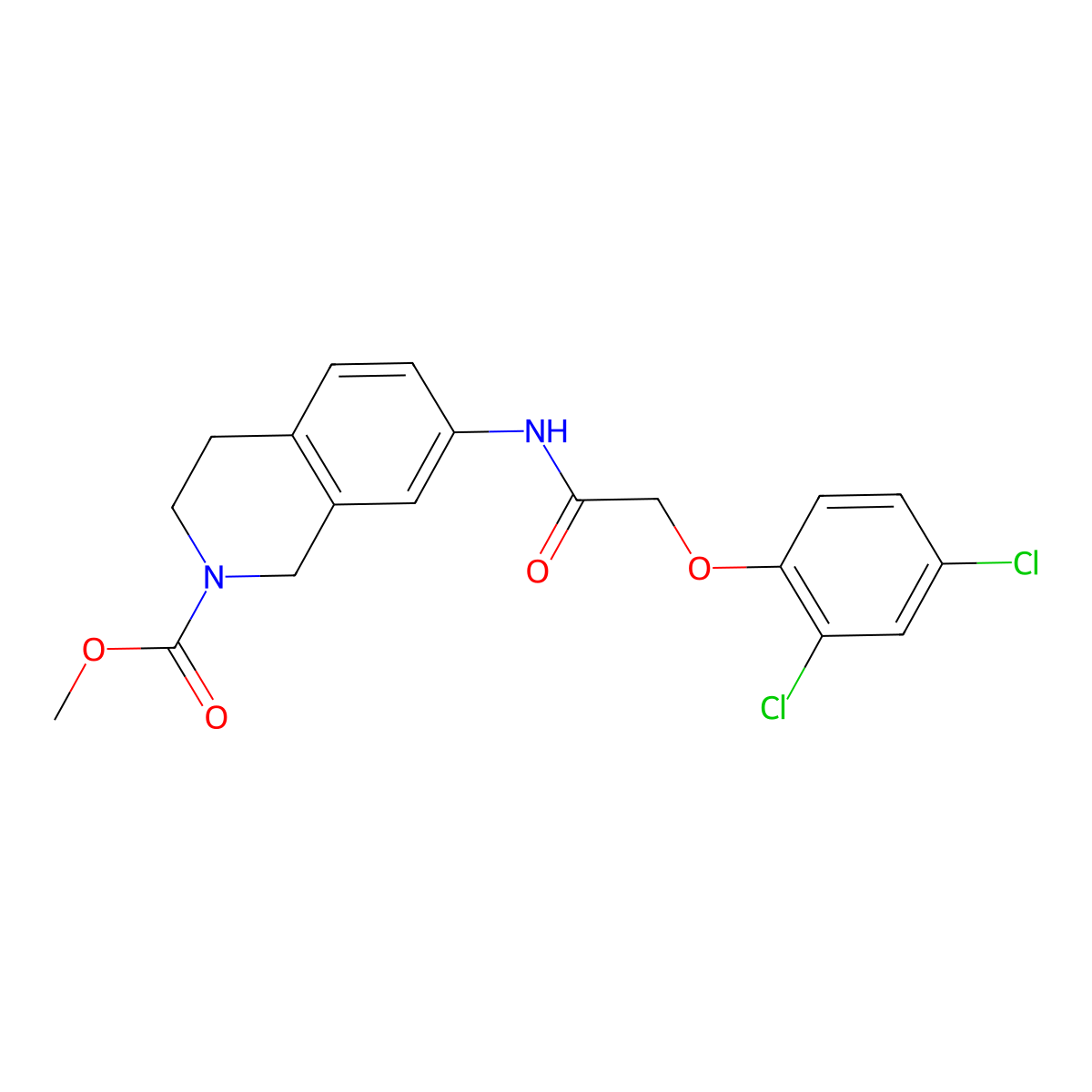 methyl 7-(2-(2,4-dichlorophenoxy)acetamido)-3,4-dihydroisoquinoline-2(1H)-carboxylate molecular structure, CAS 1448129-05-2