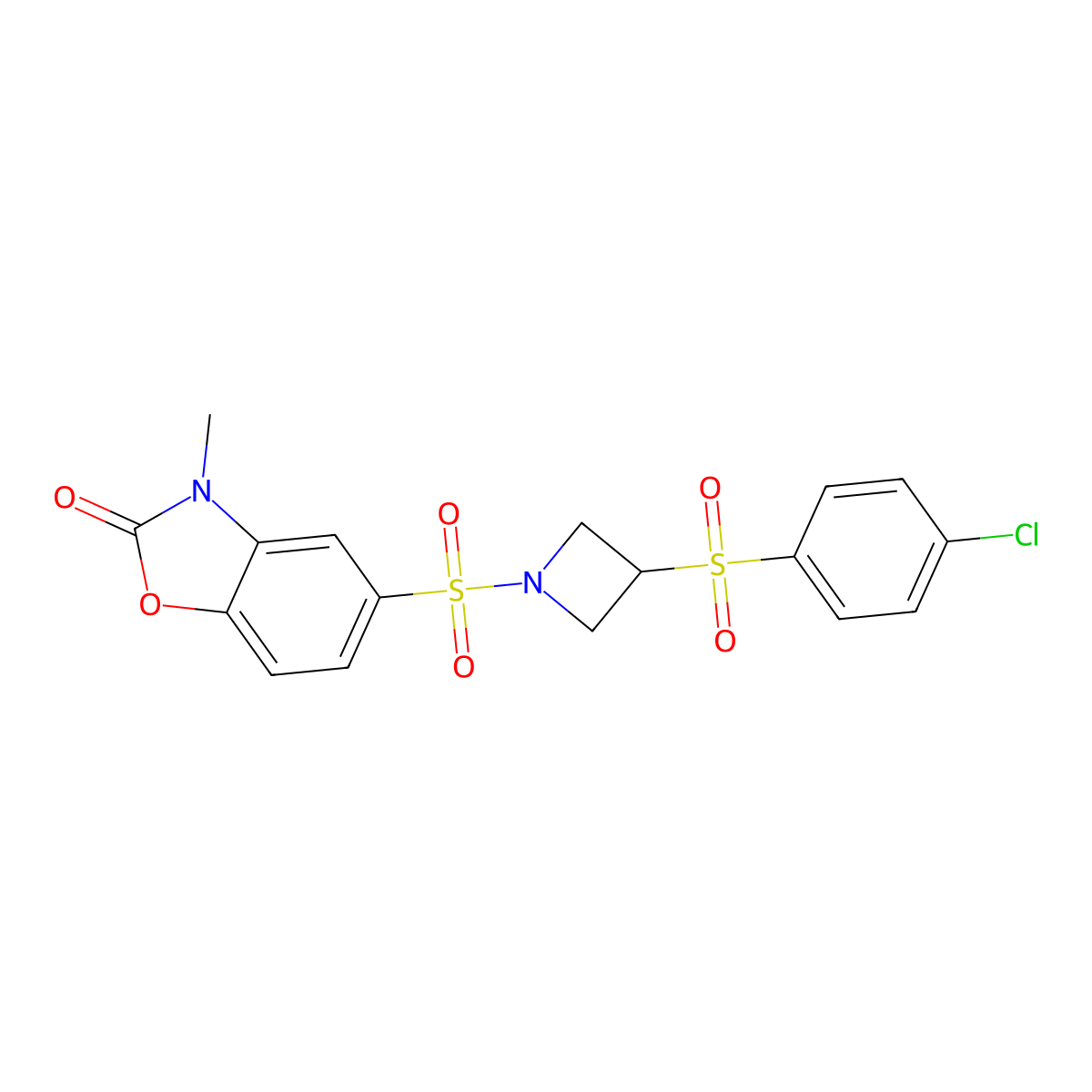 5-((3-((4-chlorophenyl)sulfonyl)azetidin-1-yl)sulfonyl)-3-methylbenzo[d]oxazol-2(3H)-one molecular structure, CAS 1448129-12-1
