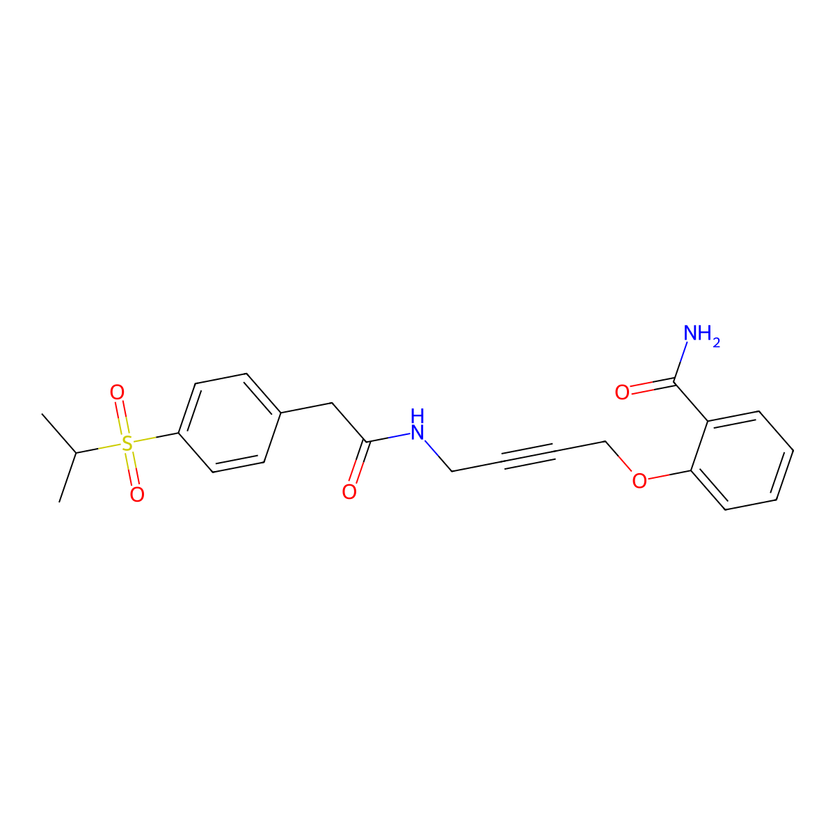 2-((4-(2-(4-(Isopropylsulfonyl)phenyl)acetamido)but-2-yn-1-yl)oxy)benzamide molecular structure, CAS 1448129-15-4