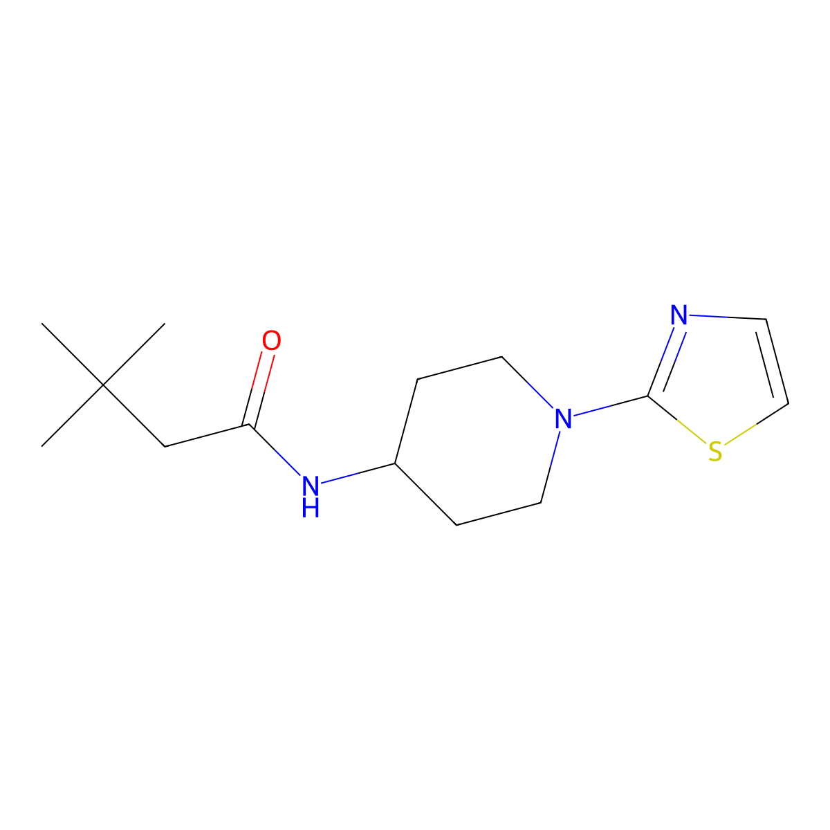 3,3-dimethyl-N-(1-(thiazol-2-yl)piperidin-4-yl)butanamide molecular structure, CAS 1448129-18-7