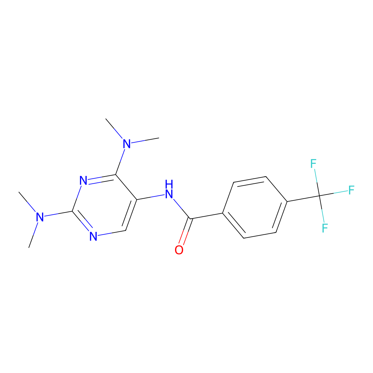N-[2,4-Bis(dimethylamino)pyrimidin-5-YL]-4-(trifluoromethyl)benzamide molecular structure, CAS 1448129-21-2