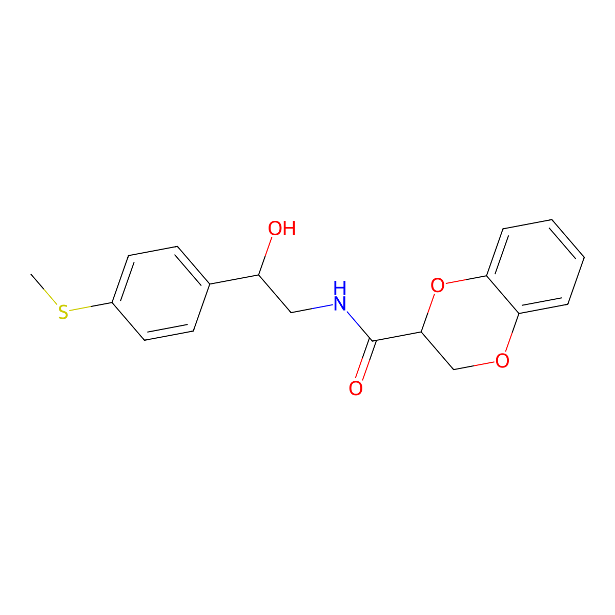 N-(2-hydroxy-2-(4-(methylthio)phenyl)ethyl)-2,3-dihydrobenzo[b][1,4]dioxine-2-carboxamide molecular structure, CAS 1448129-24-5