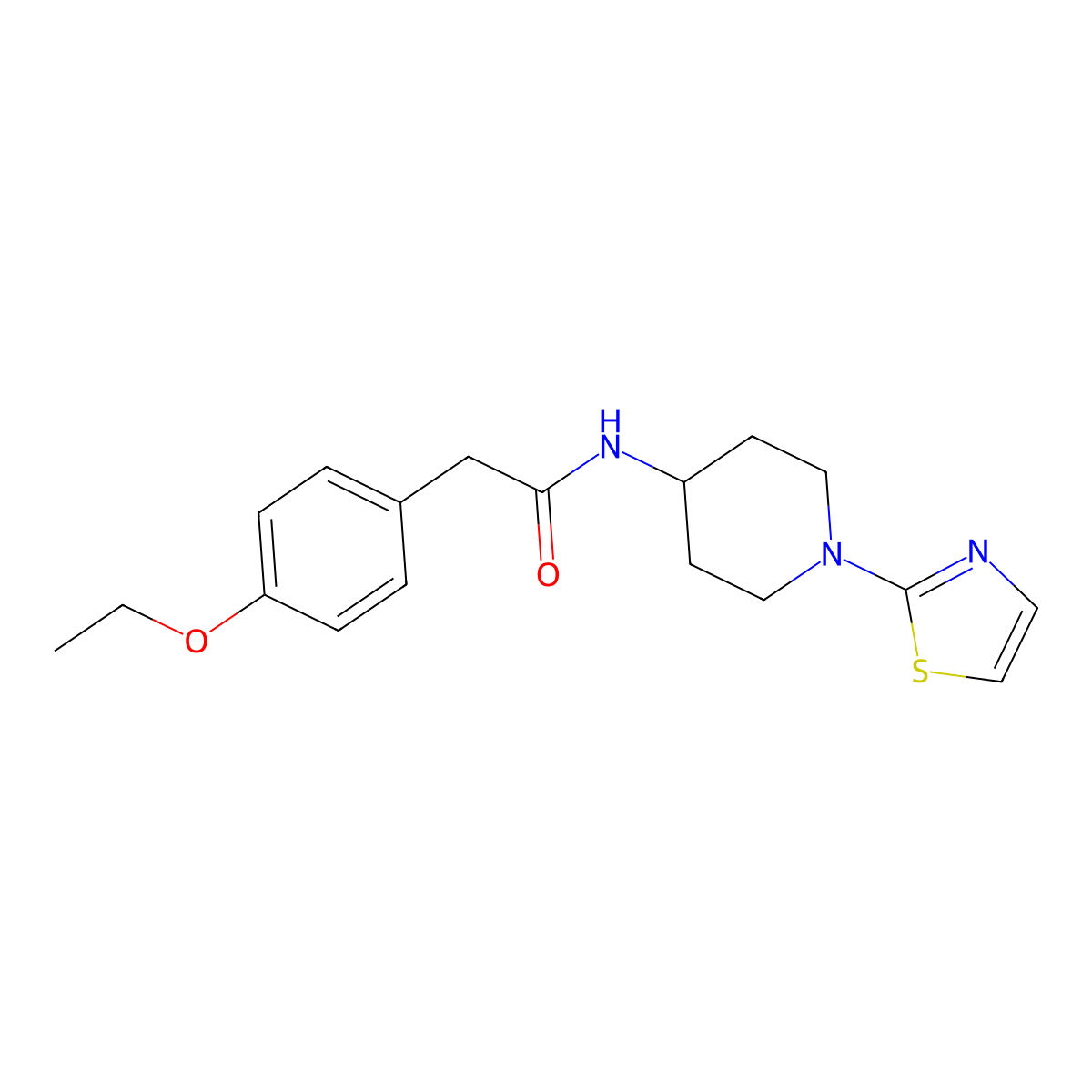 2-(4-ethoxyphenyl)-N-(1-(thiazol-2-yl)piperidin-4-yl)acetamide molecular structure, CAS 1448129-25-6