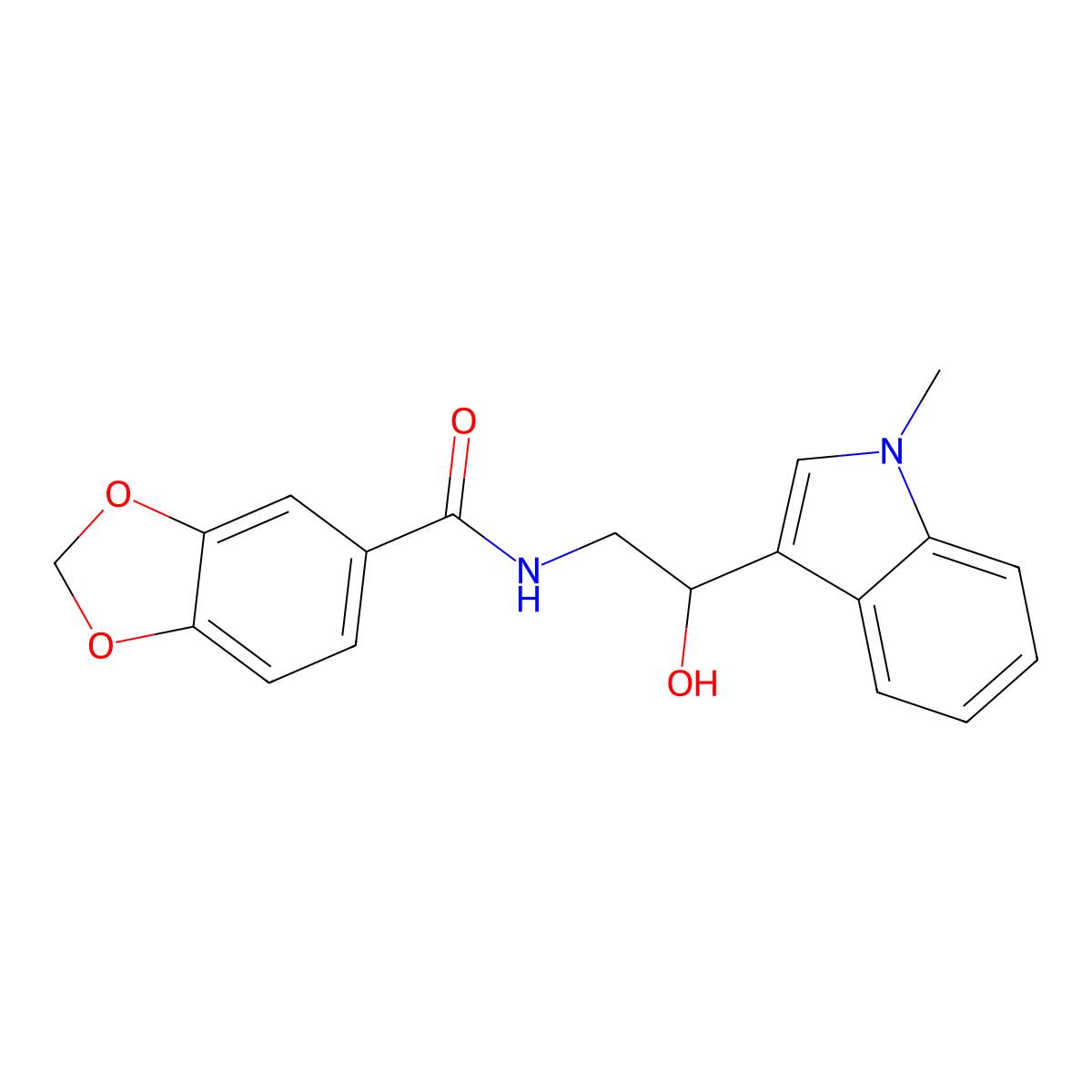 N-(2-hydroxy-2-(1-methyl-1H-indol-3-yl)ethyl)benzo[d][1,3]dioxole-5-carboxamide molecular structure, CAS 1448129-28-9