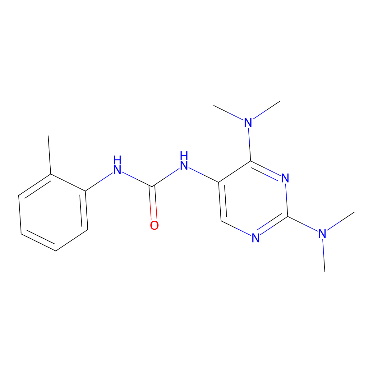1-(2,4-Bis(dimethylamino)pyrimidin-5-yl)-3-(o-tolyl)urea molecular structure, CAS 1448129-29-0