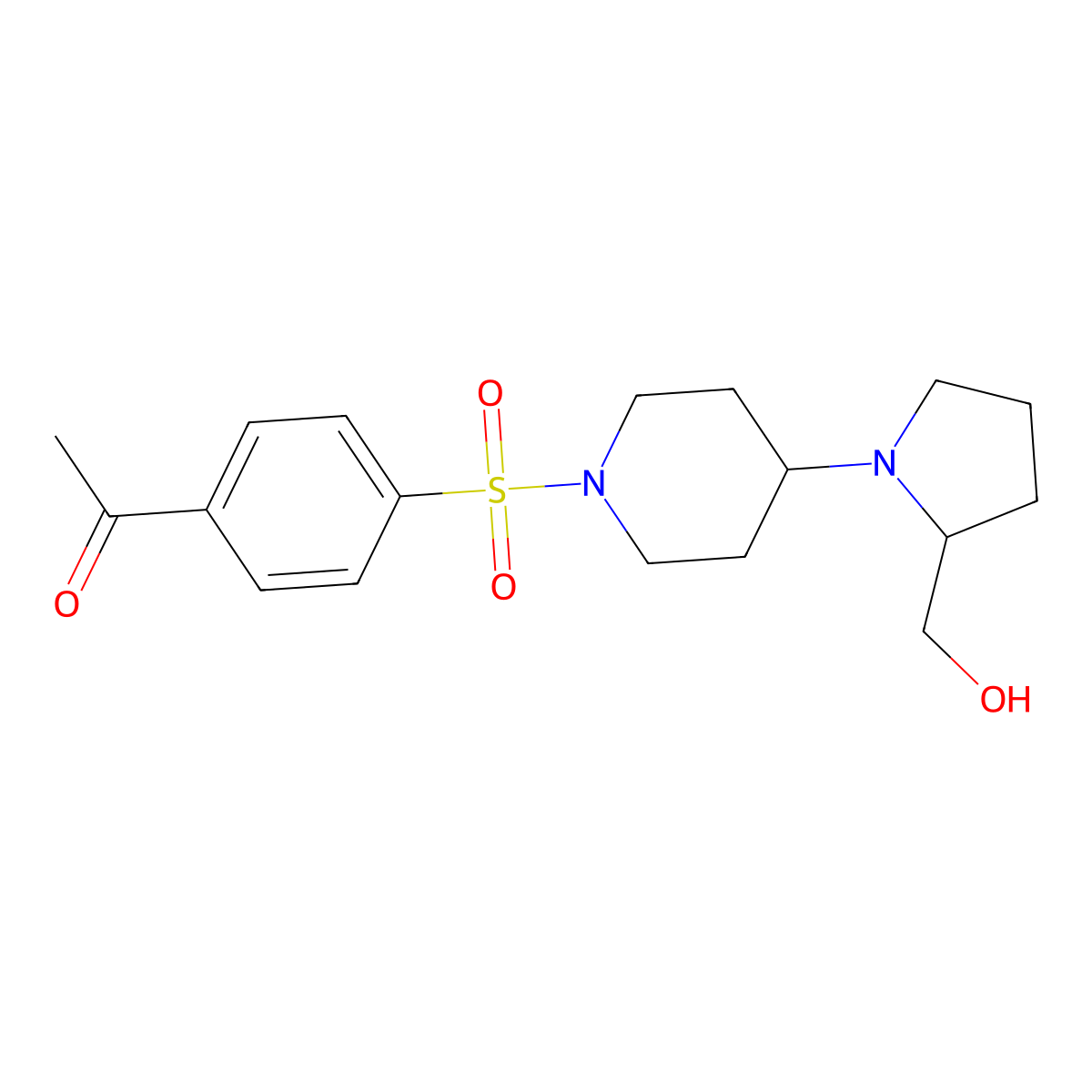 1-(4-((4-(2-(Hydroxymethyl)pyrrolidin-1-yl)piperidin-1-yl)sulfonyl)phenyl)ethanone molecular structure, CAS 1448129-31-4