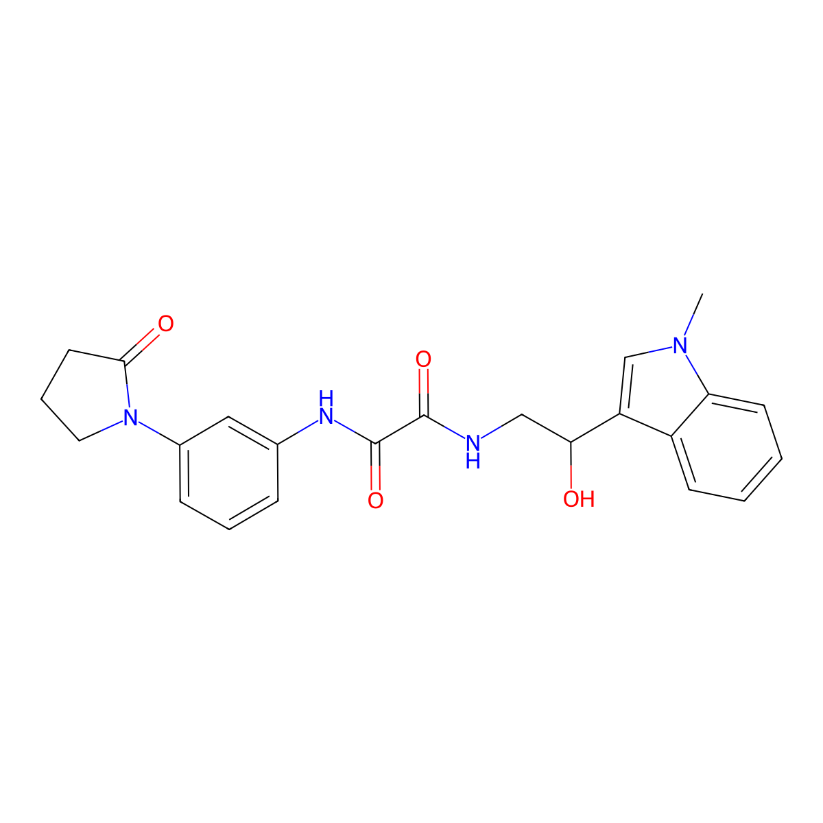 N1-(2-hydroxy-2-(1-methyl-1H-indol-3-yl)ethyl)-N2-(3-(2-oxopyrrolidin-1-yl)phenyl)oxalamide molecular structure, CAS 1448129-35-8