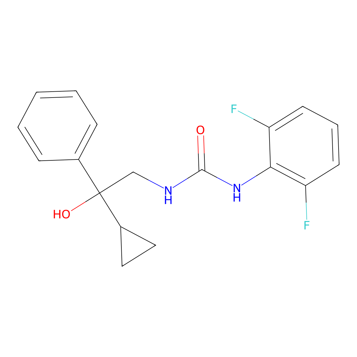 1-(2-Cyclopropyl-2-hydroxy-2-phenylethyl)-3-(2,6-difluorophenyl)urea molecular structure, CAS 1448129-38-1