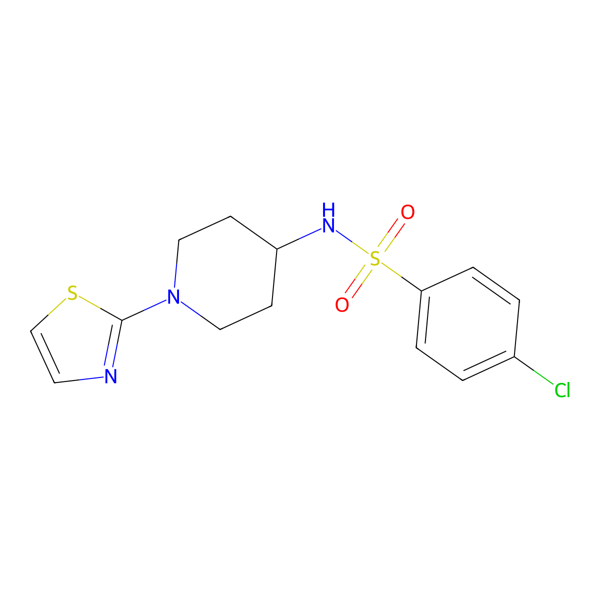 4-chloro-N-(1-(thiazol-2-yl)piperidin-4-yl)benzenesulfonamide molecular structure, CAS 1448129-42-7