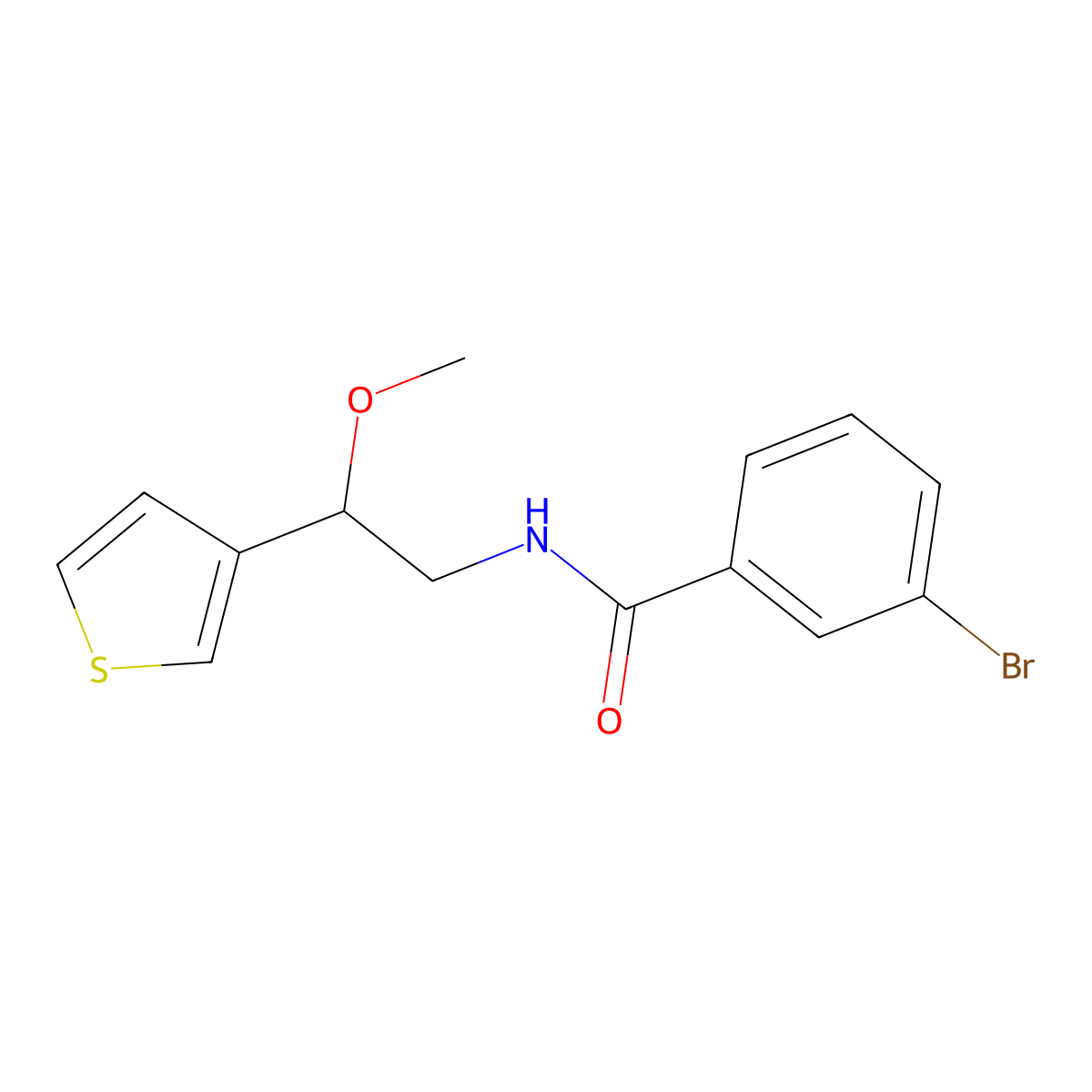 3-Bromo-N-[2-methoxy-2-(thiophen-3-YL)ethyl]benzamide molecular structure, CAS 1448129-47-2