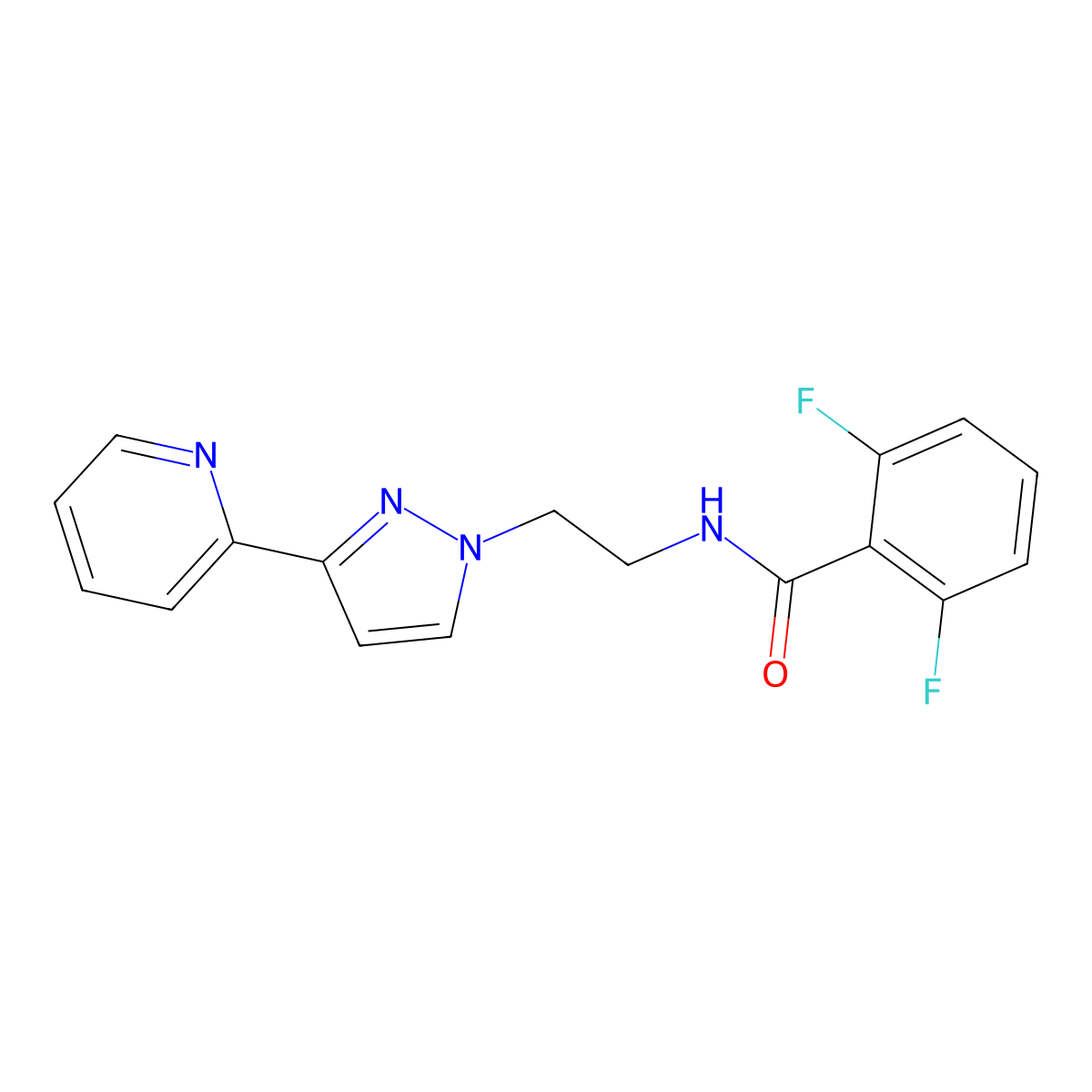 2,6-difluoro-N-{2-[3-(pyridin-2-yl)-1H-pyrazol-1-yl]ethyl}benzamide molecular structure, CAS 1448129-48-3