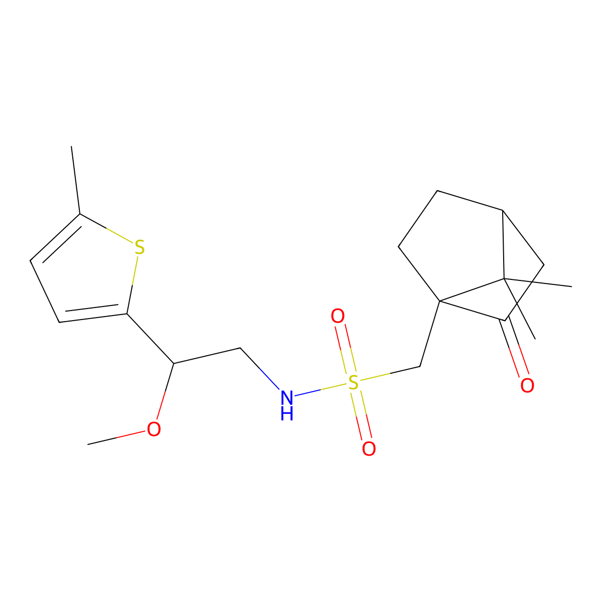 1-(7,7-dimethyl-2-oxobicyclo[2.2.1]heptan-1-yl)-N-(2-methoxy-2-(5-methylthiophen-2-yl)ethyl)methanesulfonamide molecular structure, CAS 1448129-49-4