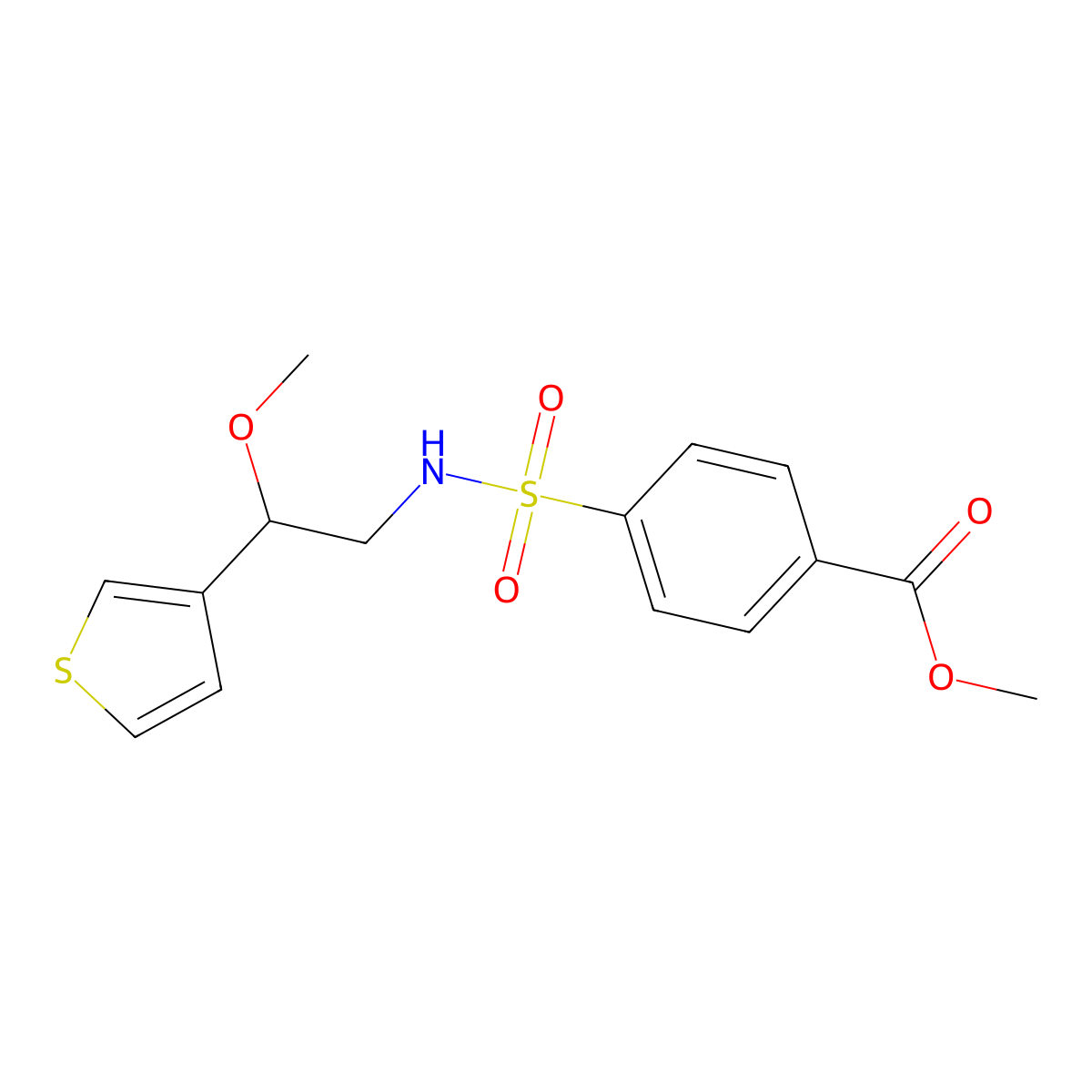 methyl 4-(N-(2-methoxy-2-(thiophen-3-yl)ethyl)sulfamoyl)benzoate molecular structure, CAS 1448129-50-7