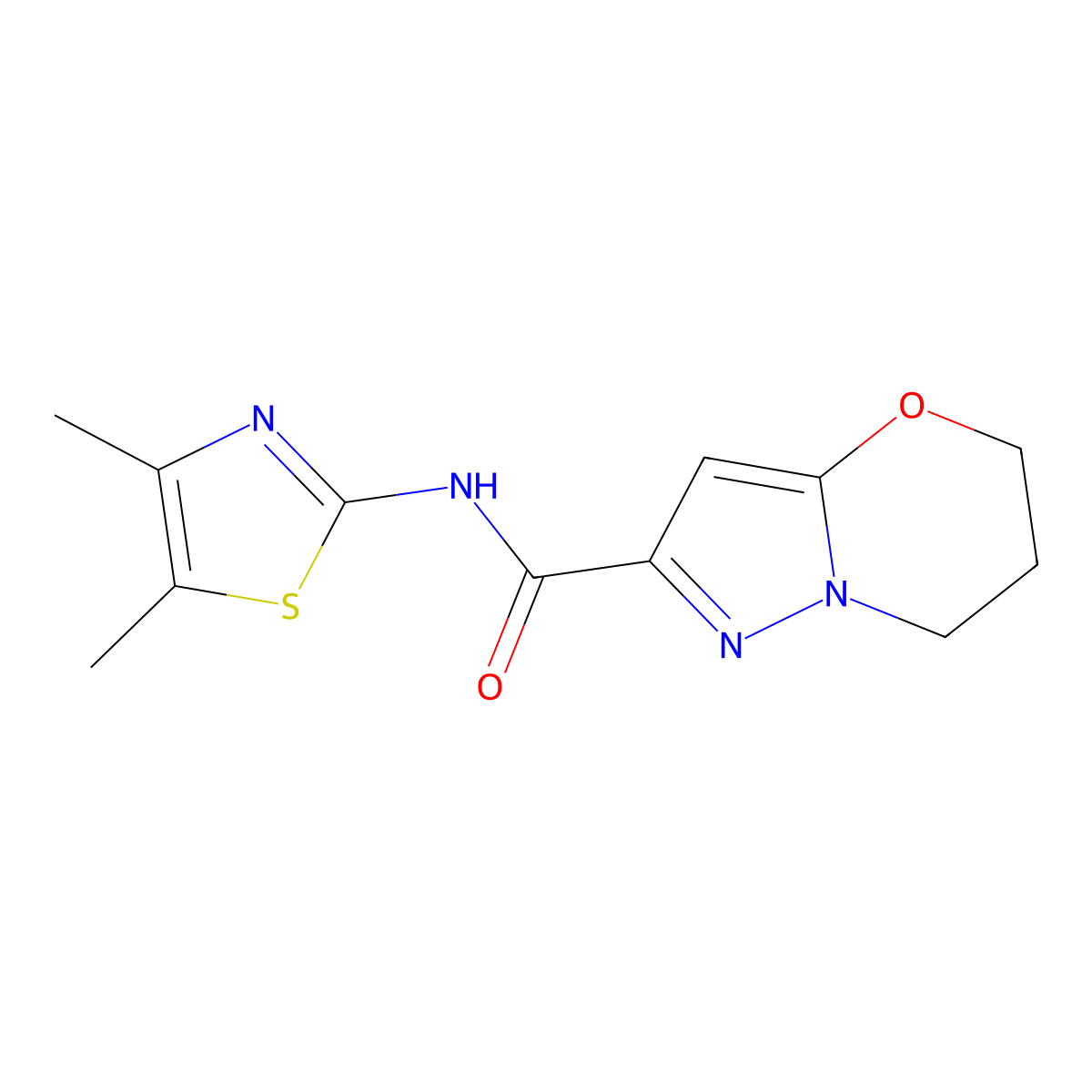 N-(4,5-dimethylthiazol-2-yl)-6,7-dihydro-5H-pyrazolo[5,1-b][1,3]oxazine-2-carboxamide molecular structure, CAS 1448129-51-8