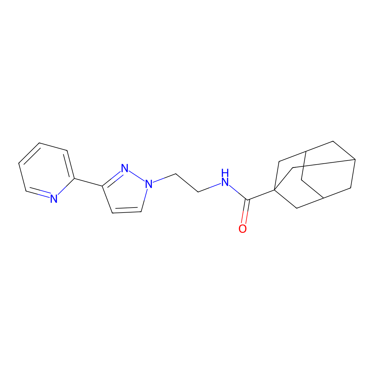 N-{2-[3-(pyridin-2-yl)-1H-pyrazol-1-yl]ethyl}adamantane-1-carboxamide molecular structure, CAS 1448129-52-9