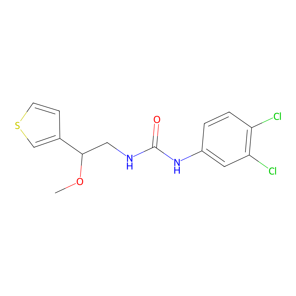 1-(3,4-Dichlorophenyl)-3-[2-methoxy-2-(thiophen-3-YL)ethyl]urea molecular structure, CAS 1448129-53-0