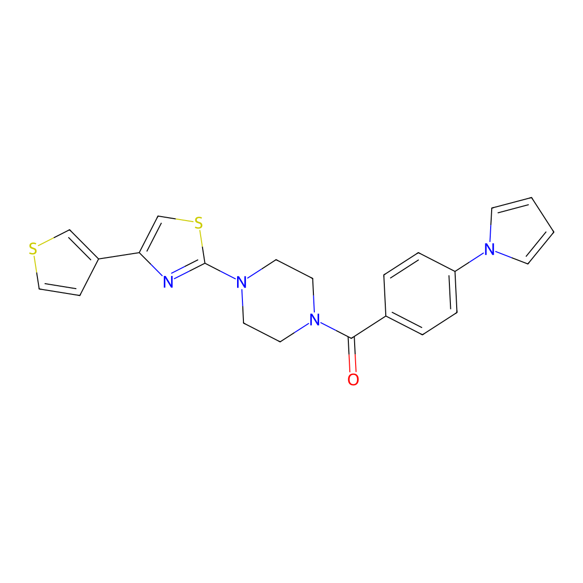 (4-(1H-pyrrol-1-yl)phenyl)(4-(4-(thiophen-3-yl)thiazol-2-yl)piperazin-1-yl)methanone molecular structure, CAS 1448129-54-1