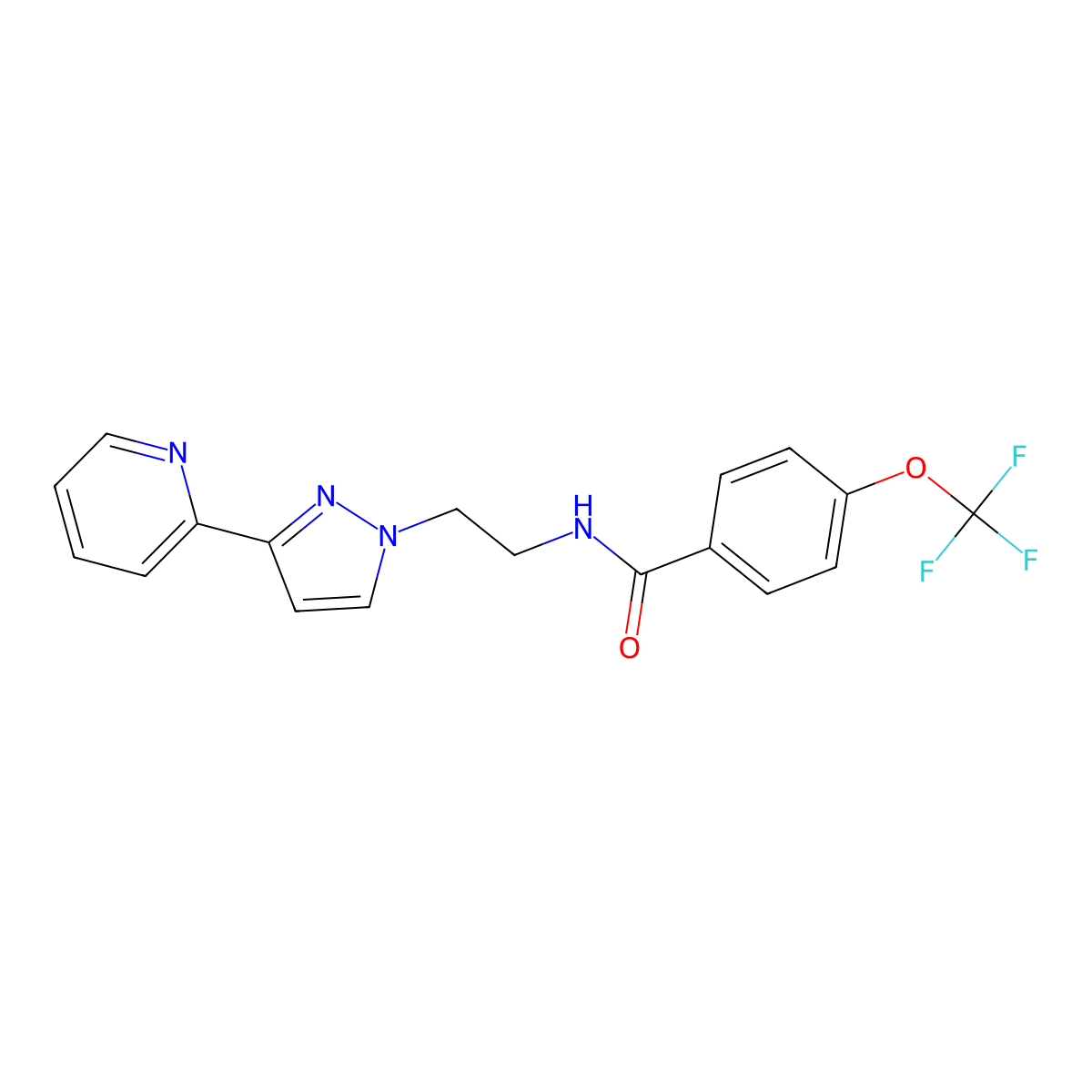 N-{2-[3-(pyridin-2-yl)-1H-pyrazol-1-yl]ethyl}-4-(trifluoromethoxy)benzamide molecular structure, CAS 1448129-56-3