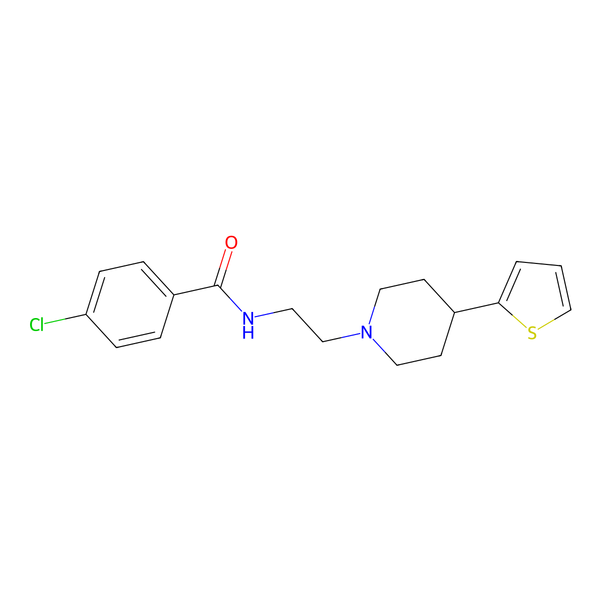 4-Chloro-N-{2-[4-(thiophen-2-YL)piperidin-1-YL]ethyl}benzamide molecular structure, CAS 1448129-62-1