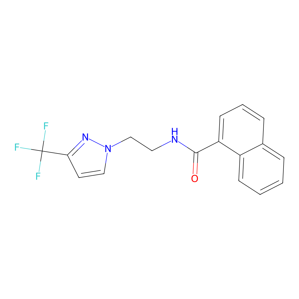 N-(2-(3-(trifluoromethyl)-1H-pyrazol-1-yl)ethyl)-1-naphthamide molecular structure, CAS 1448129-64-3