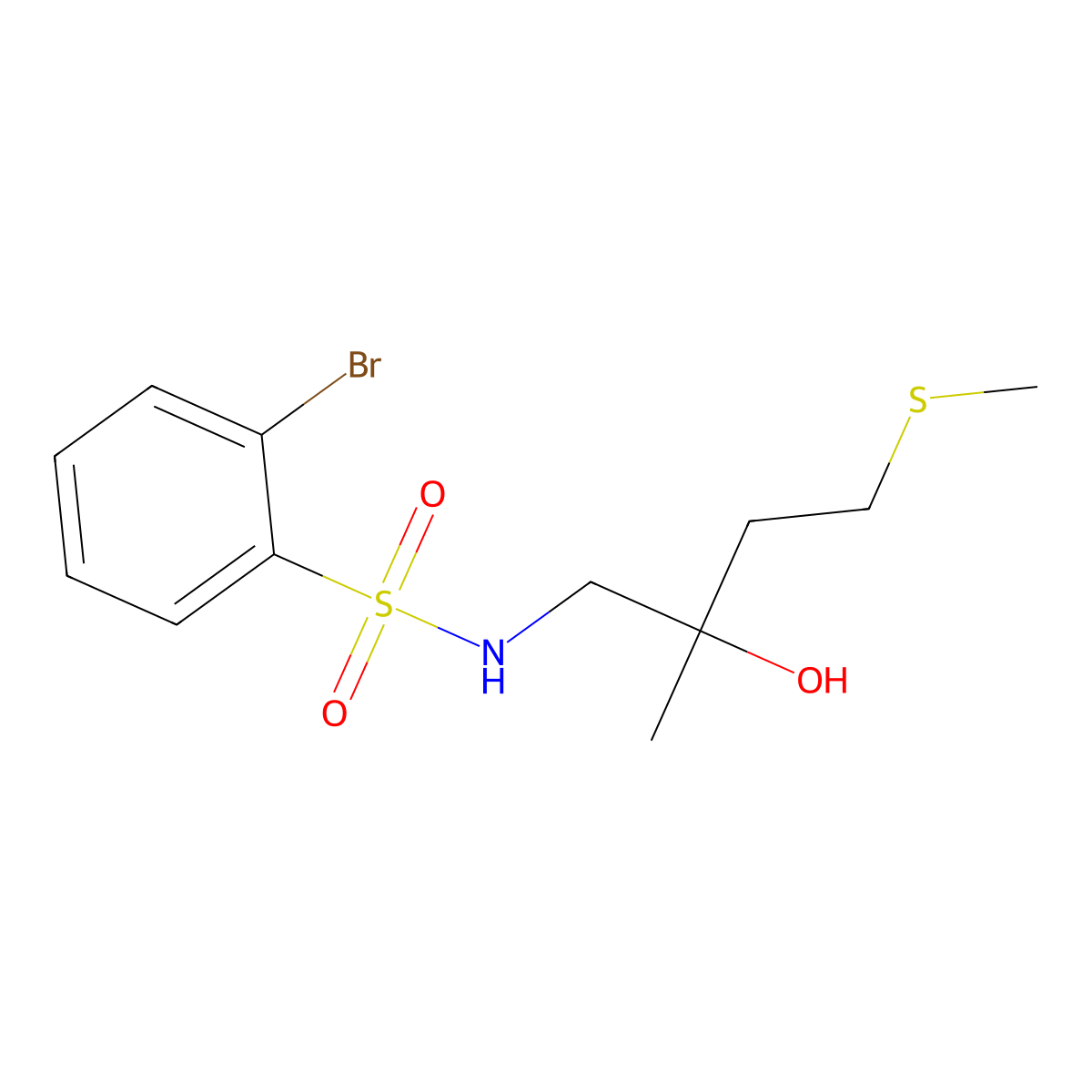 2-bromo-N-(2-hydroxy-2-methyl-4-(methylthio)butyl)benzenesulfonamide molecular structure, CAS 1448129-65-4