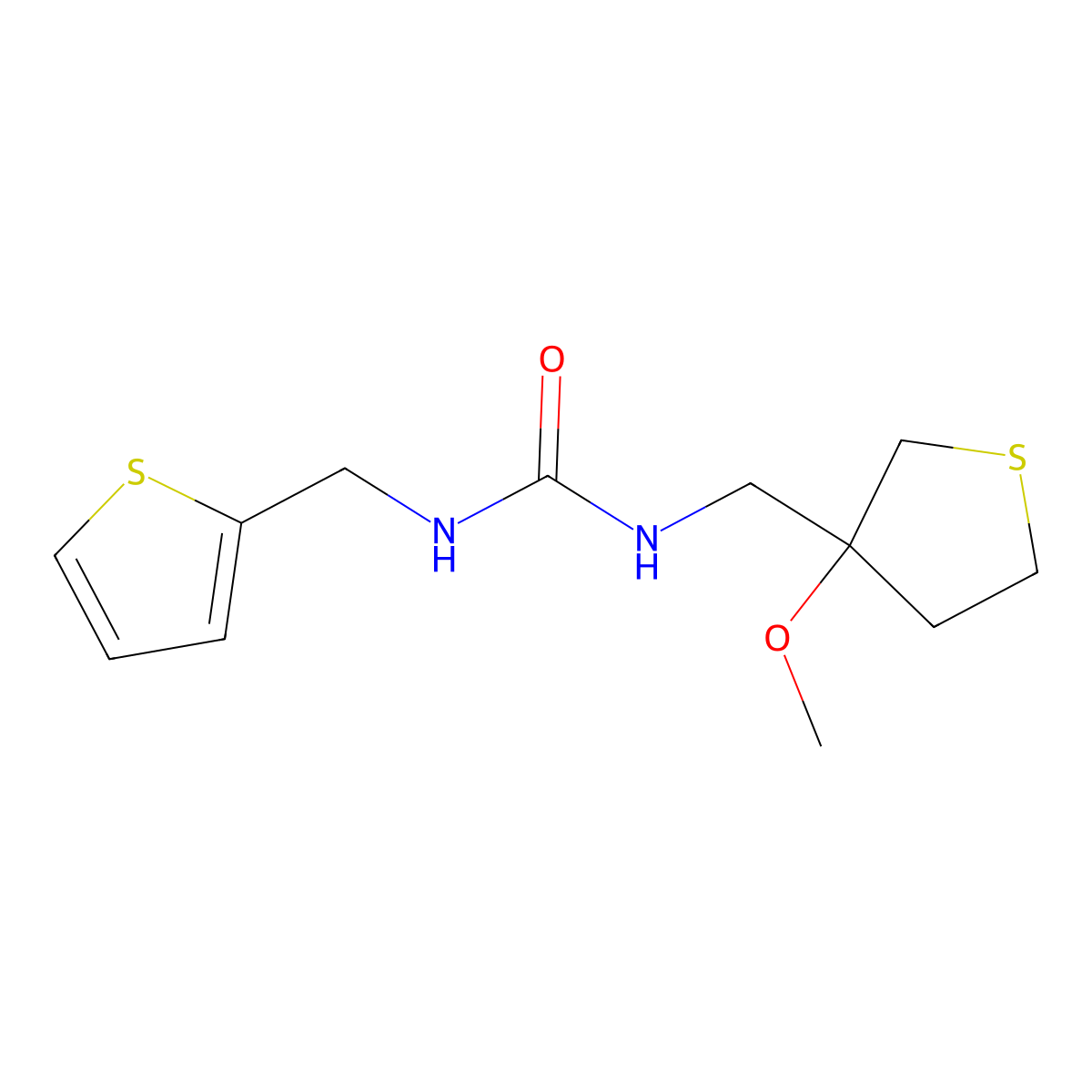 1-((3-Methoxytetrahydrothiophen-3-yl)methyl)-3-(thiophen-2-ylmethyl)urea molecular structure, CAS 1448129-70-1