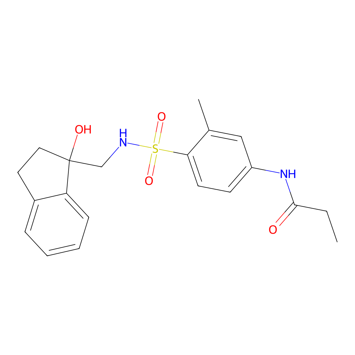 N-(4-(N-((1-hydroxy-2,3-dihydro-1H-inden-1-yl)methyl)sulfamoyl)-3-methylphenyl)propionamide molecular structure, CAS 1448129-72-3
